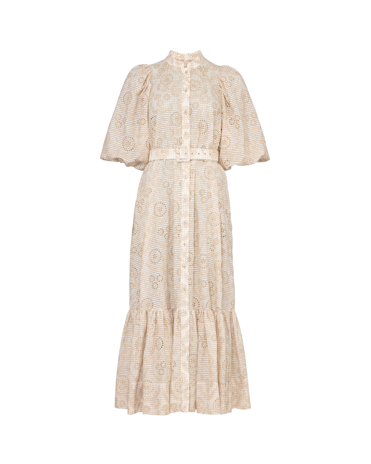 Checks Belt Dress, Khaki. Image #1