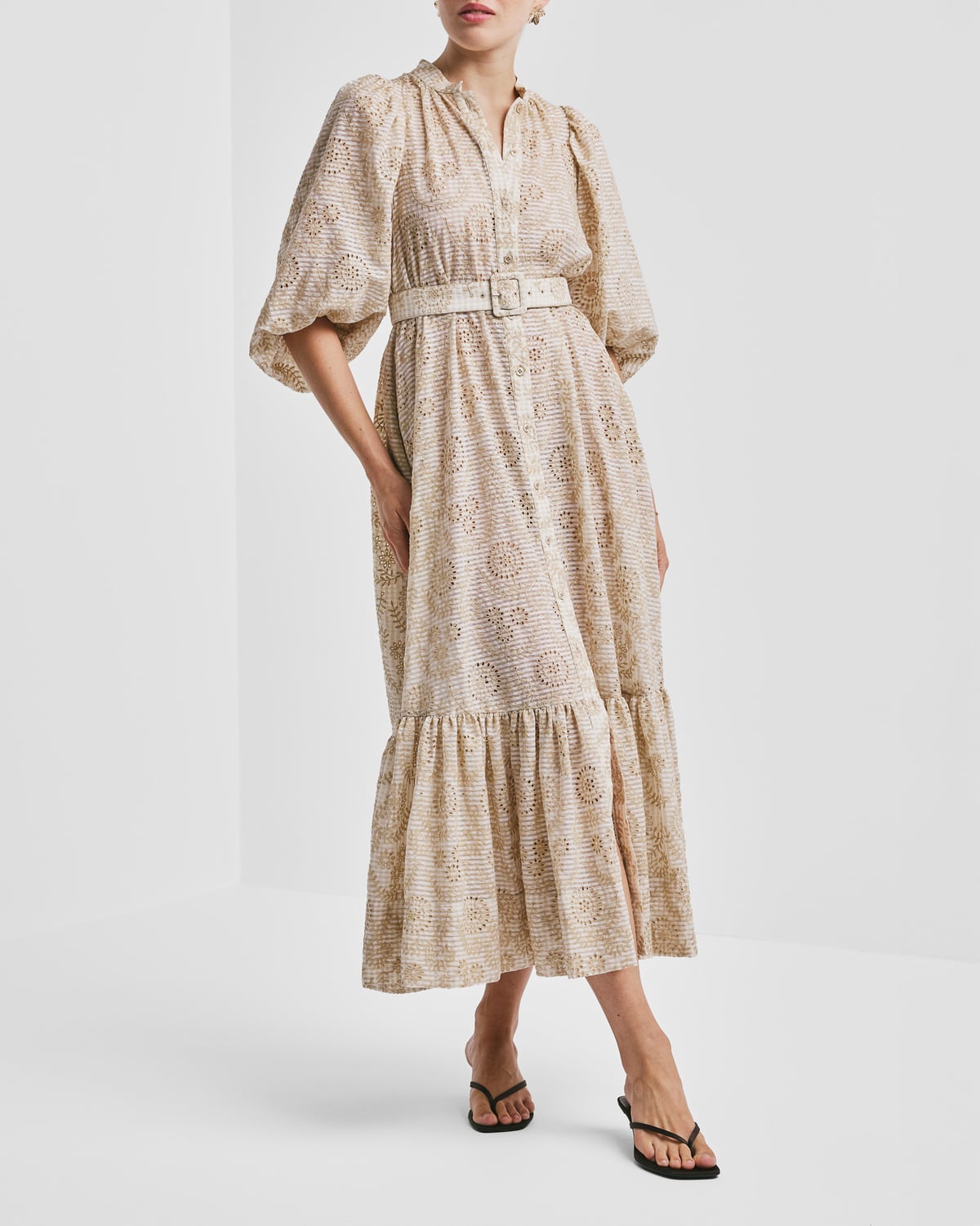 Checks Belt Dress, Khaki. Image #2