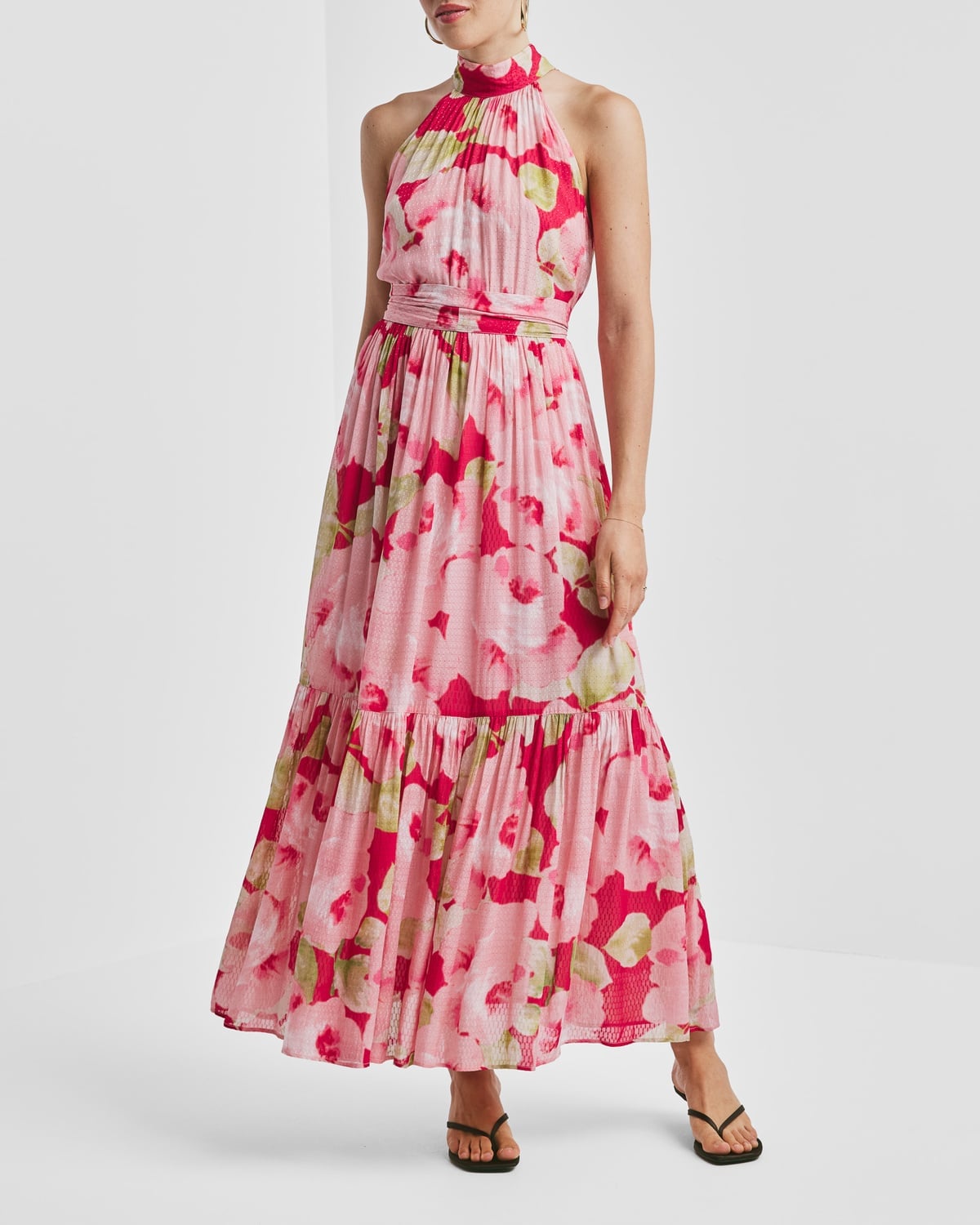 Dotted Georgette Halterneck Dress, Romance. Image #2