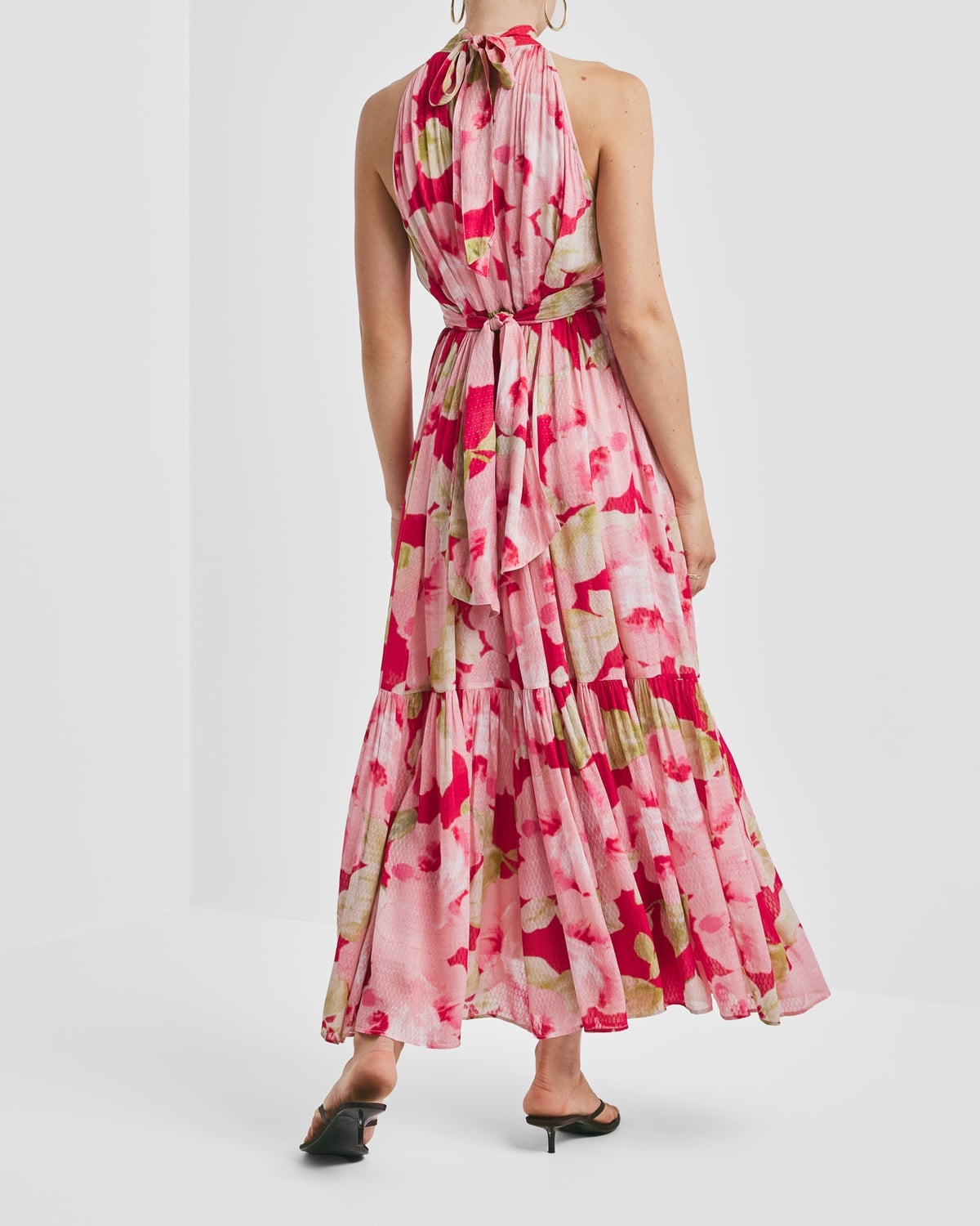 Dotted Georgette Halterneck Dress, Romance. Image #3