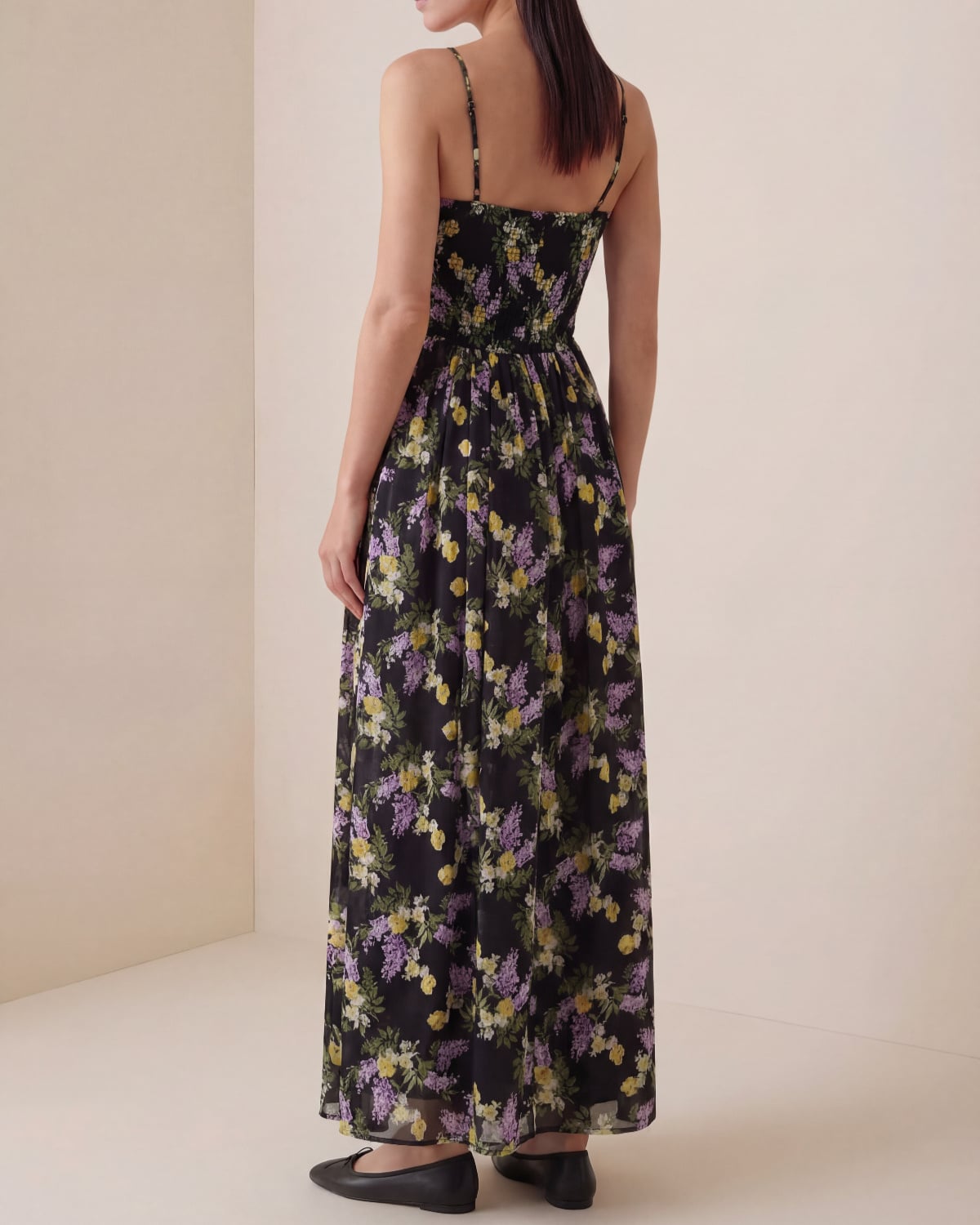 Dotted Georgette Bandeau Dress, Evening Lilacs. Image #3
