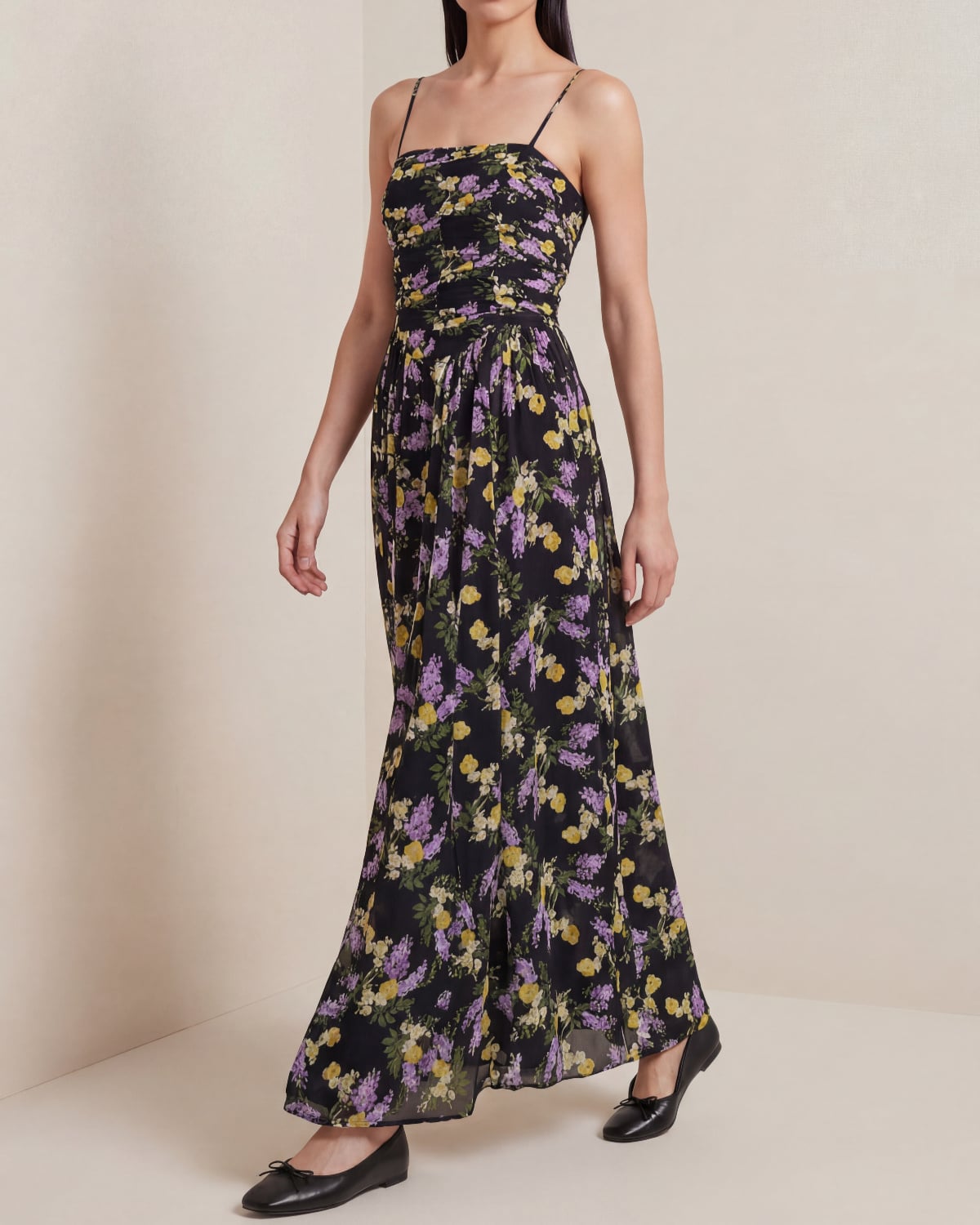 Dotted Georgette Bandeau Dress, Evening Lilacs. Image #2