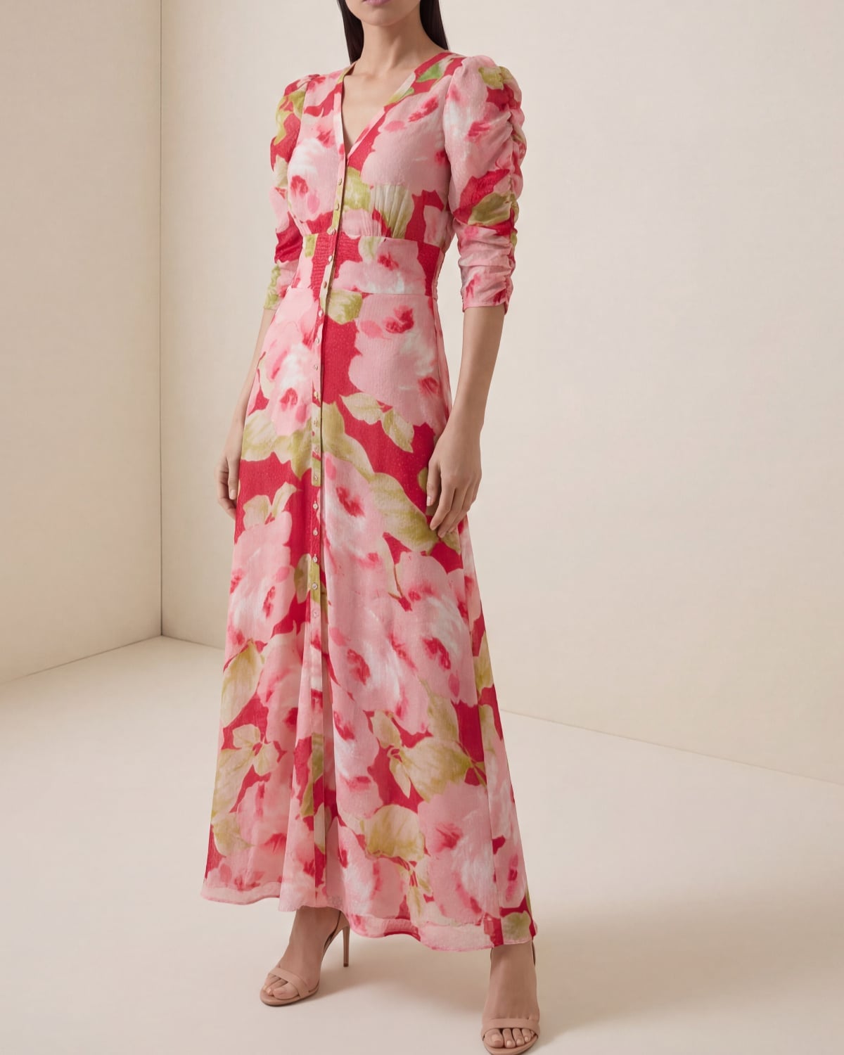 Dotted Georgette Button-Down Dress, Romance. Image #5