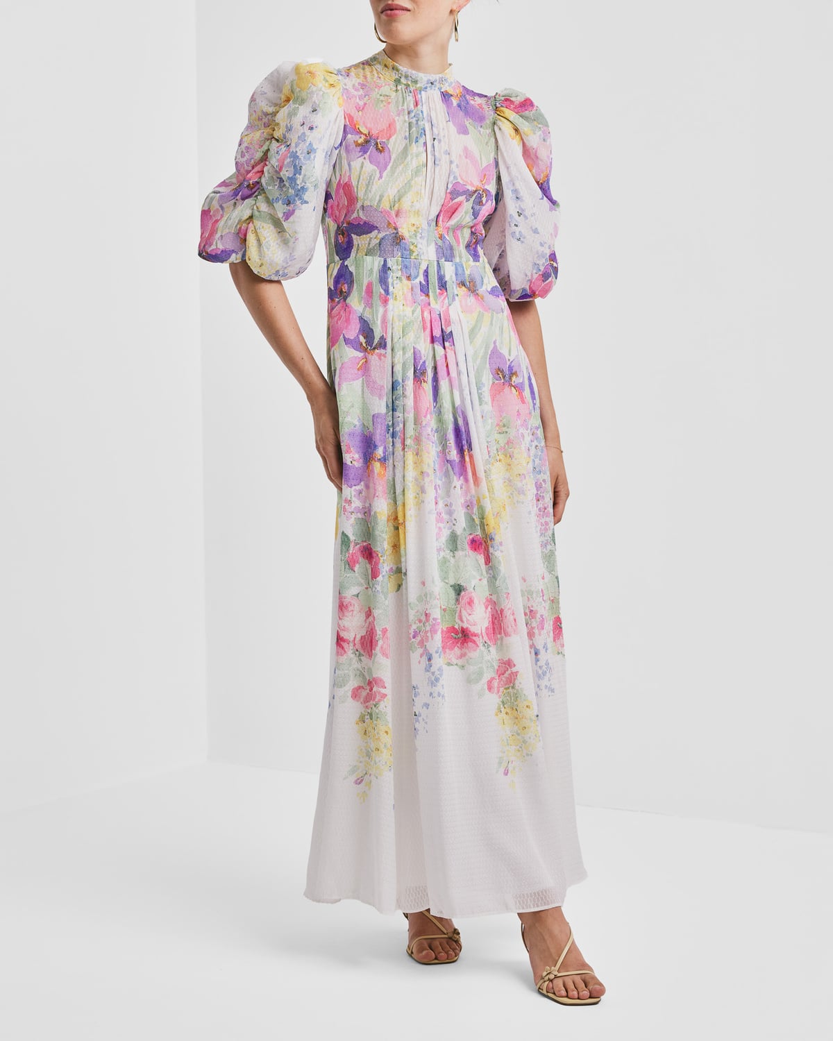 Dotted Georgette Tieback Gown, Flower Meadow. Image #2