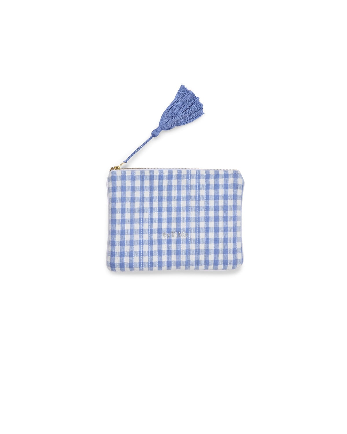 Zipper Pouch, Blue Small Checks. Image #1