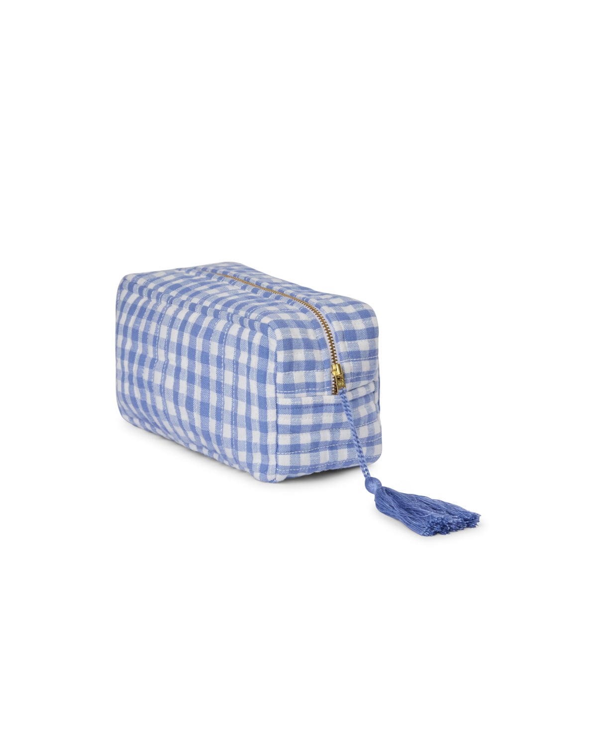 Cosmetic Bag, Blue Small Checks. Image #1