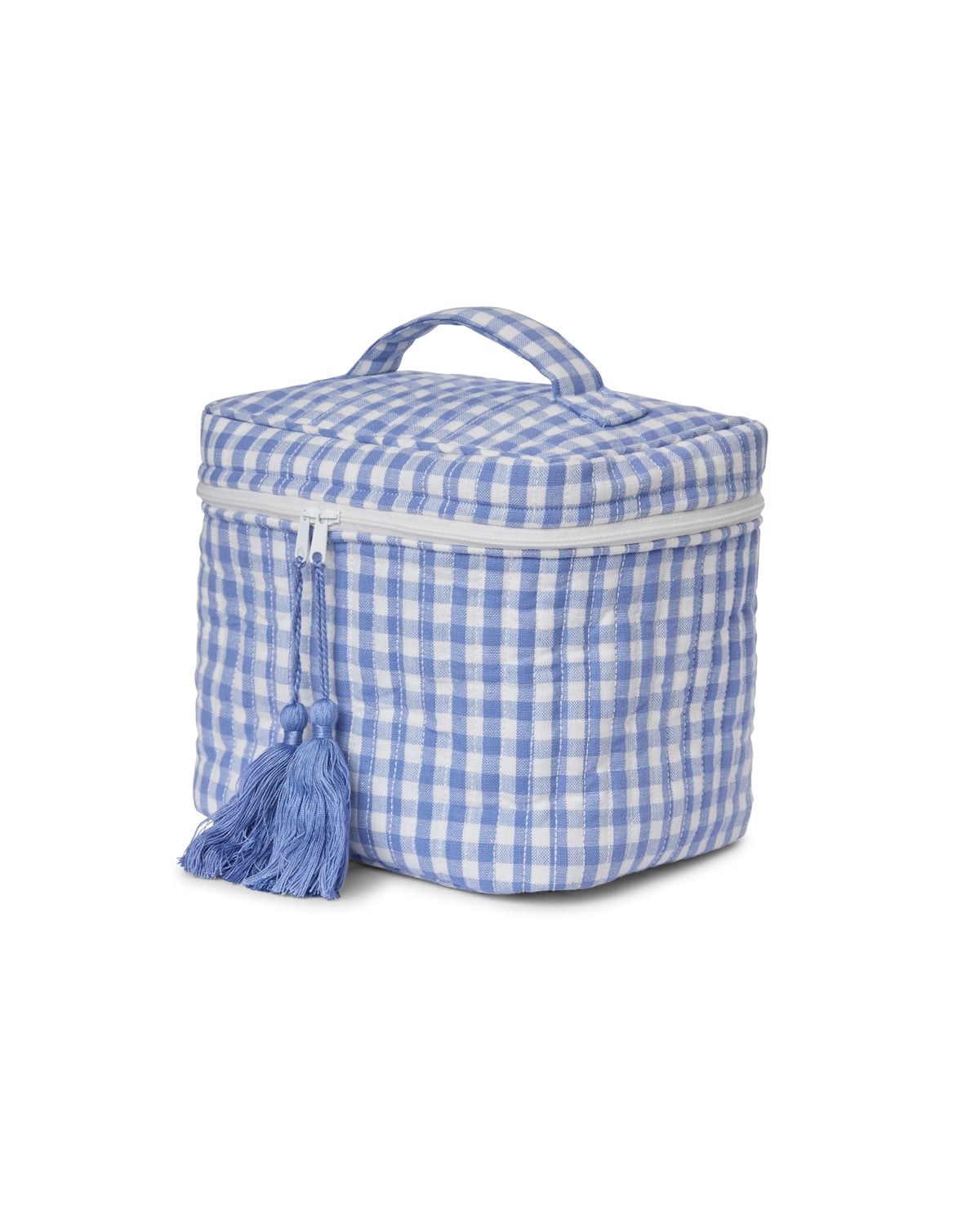 Beauty Bag, Blue Small Checks. Image #1