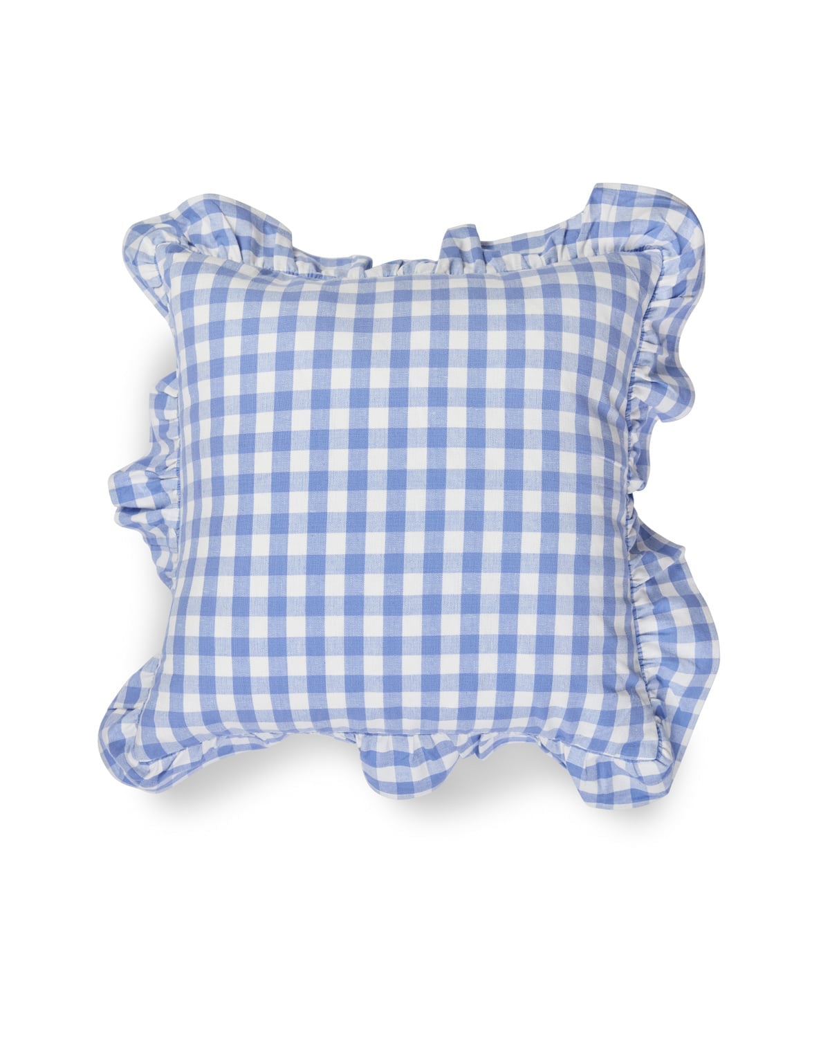 Cushion Cover with Volang 50x50, Blue Checks. Image #1