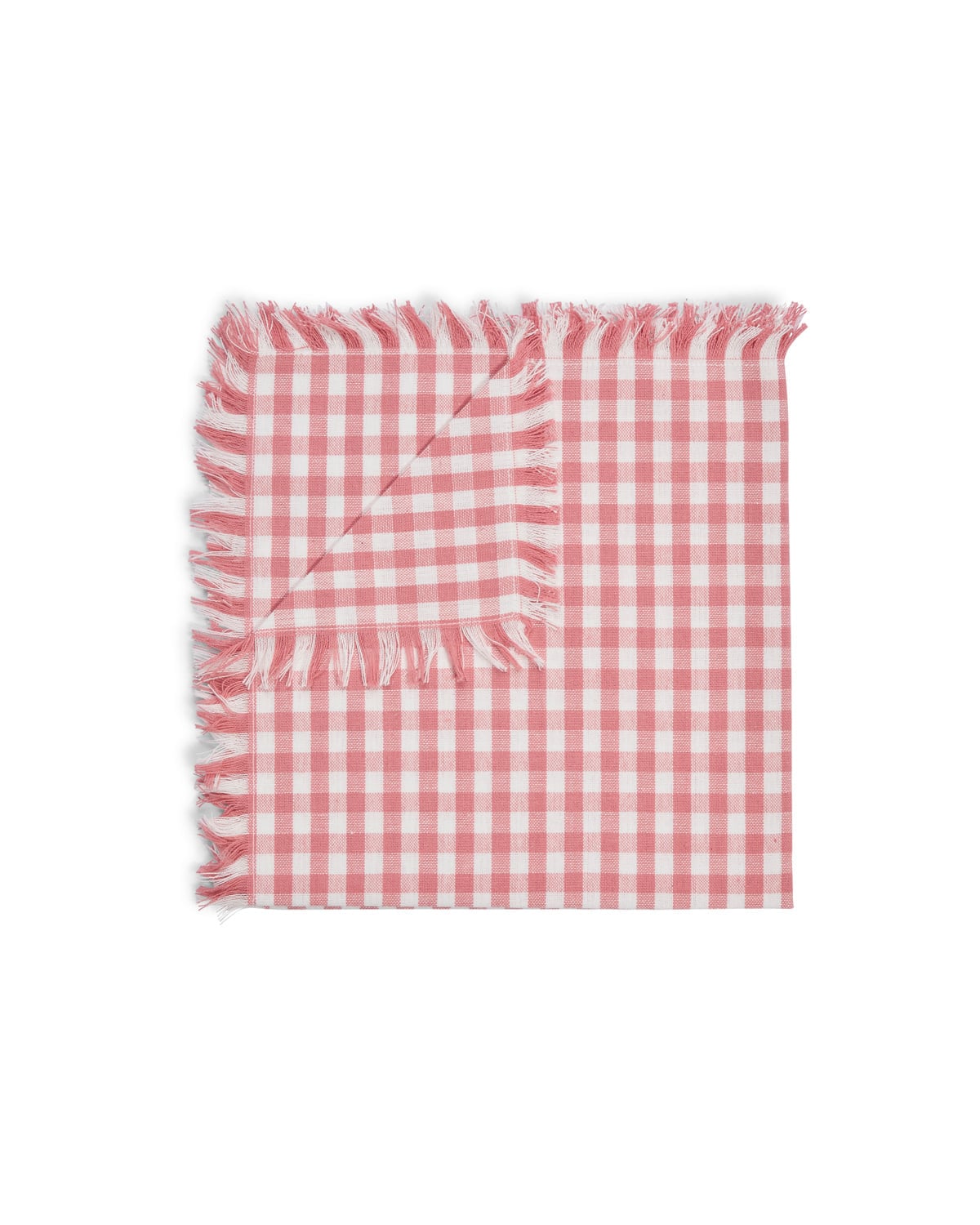 Napkin with Fringes, Pink Small Checks. Image #1