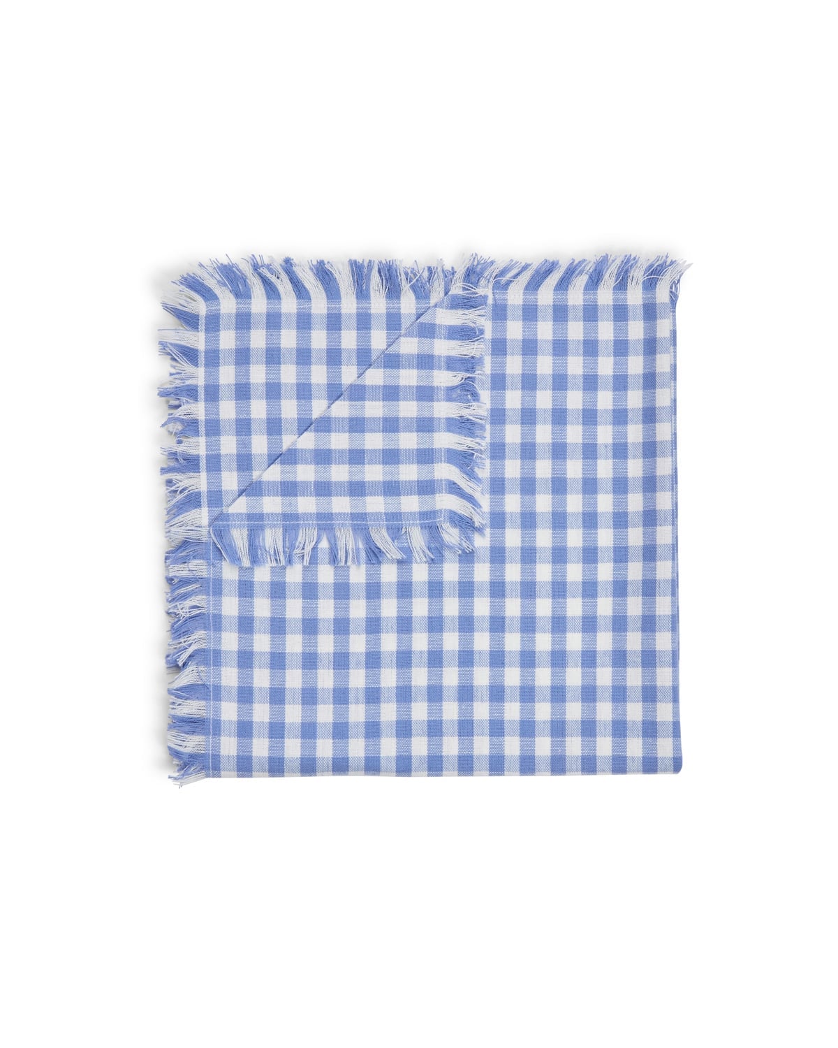 Napkin with Fringes, Blue Small Checks. Image #1