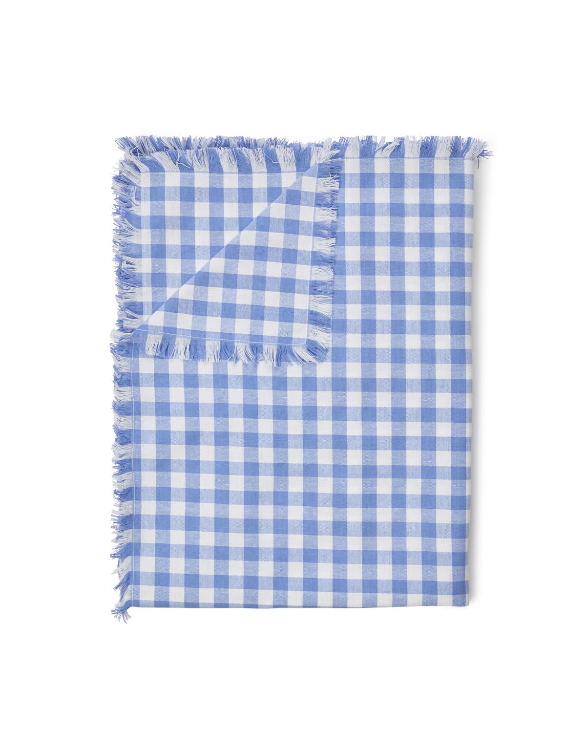 Table Cloth with Fringes 140x300, Blue Checks. Image #1