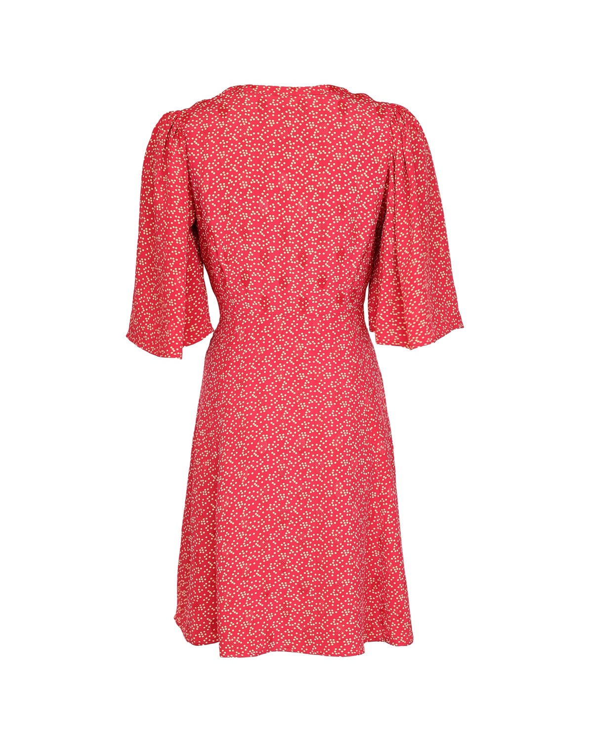 Spring V-Neck Dress, Red Dots. Image #7