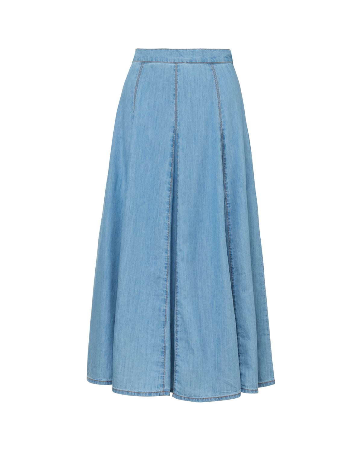 Denim Midi Skirt, Light Blue. Image #3