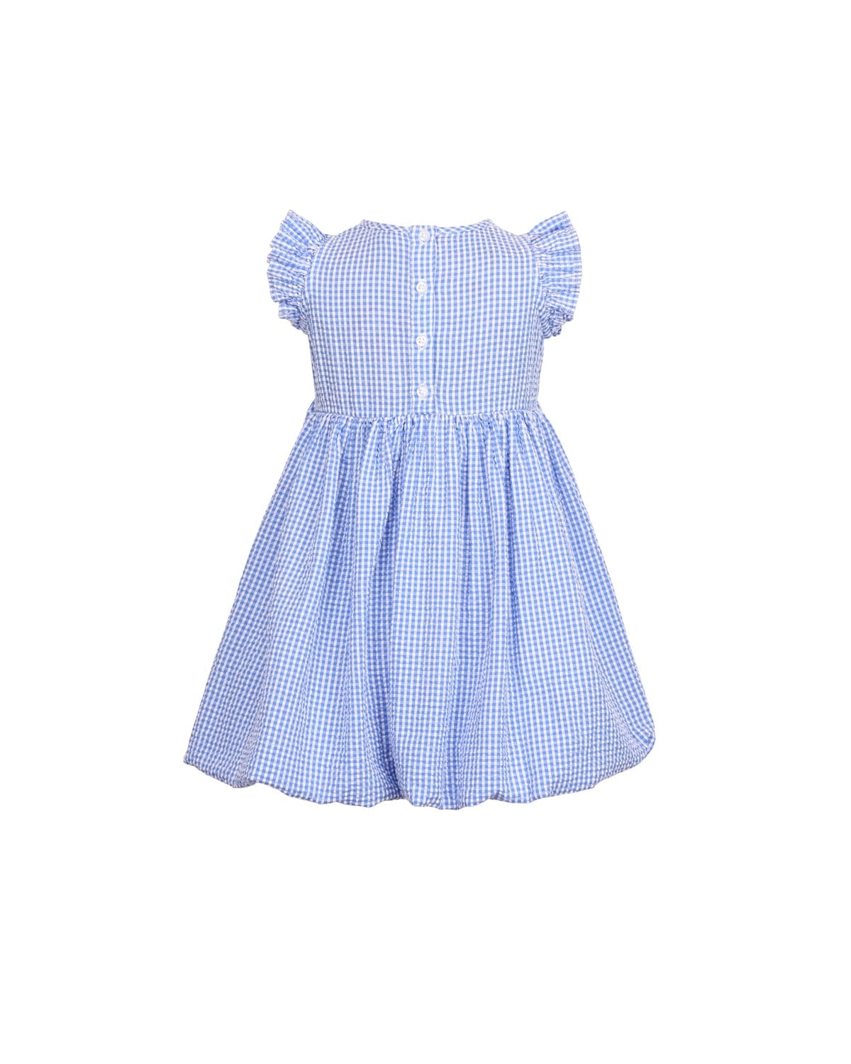 Seersucker Sleeveless Dress, Blue Checks. Image #2