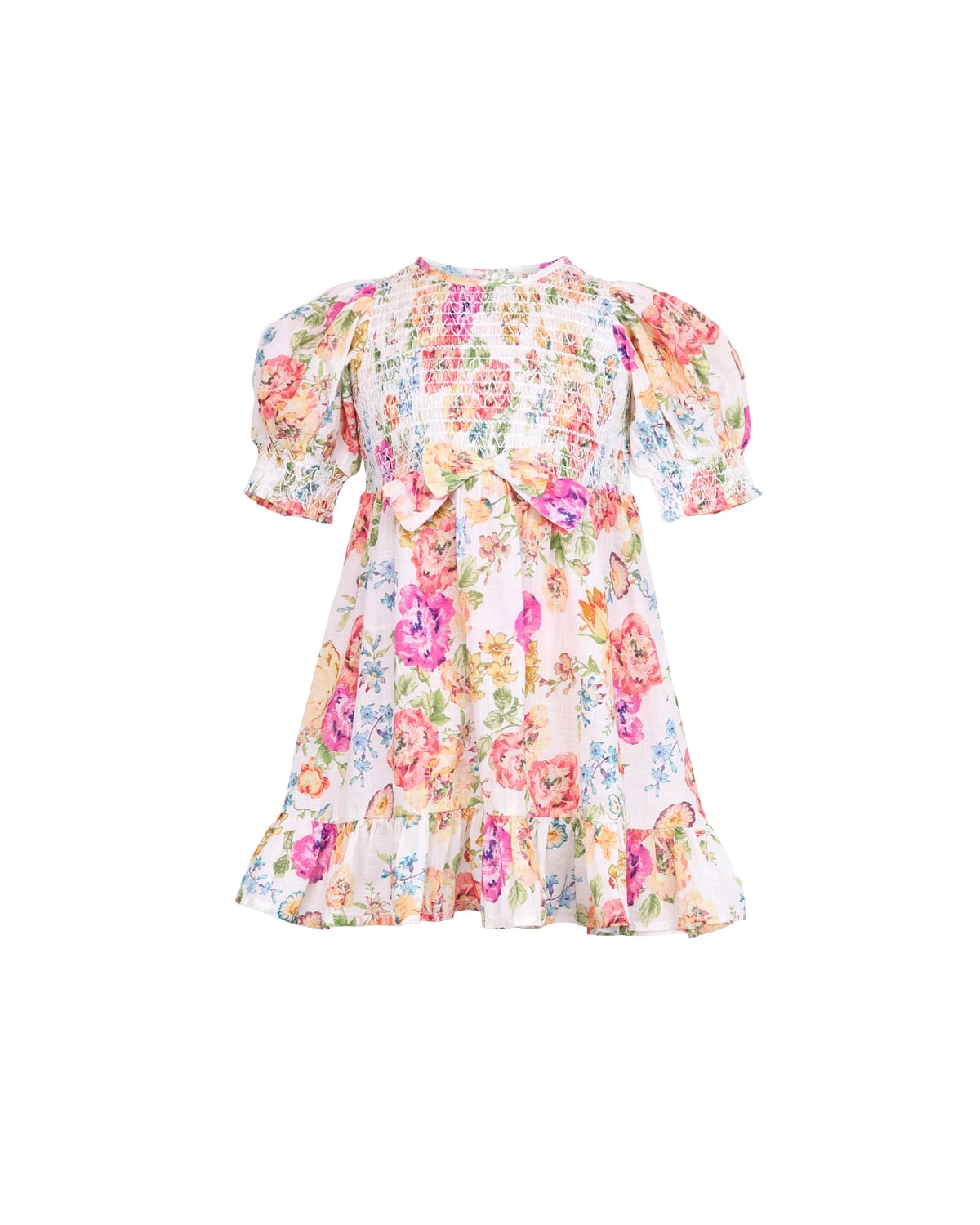 Cotton Slub Smocking Dress, Flora. Image #1