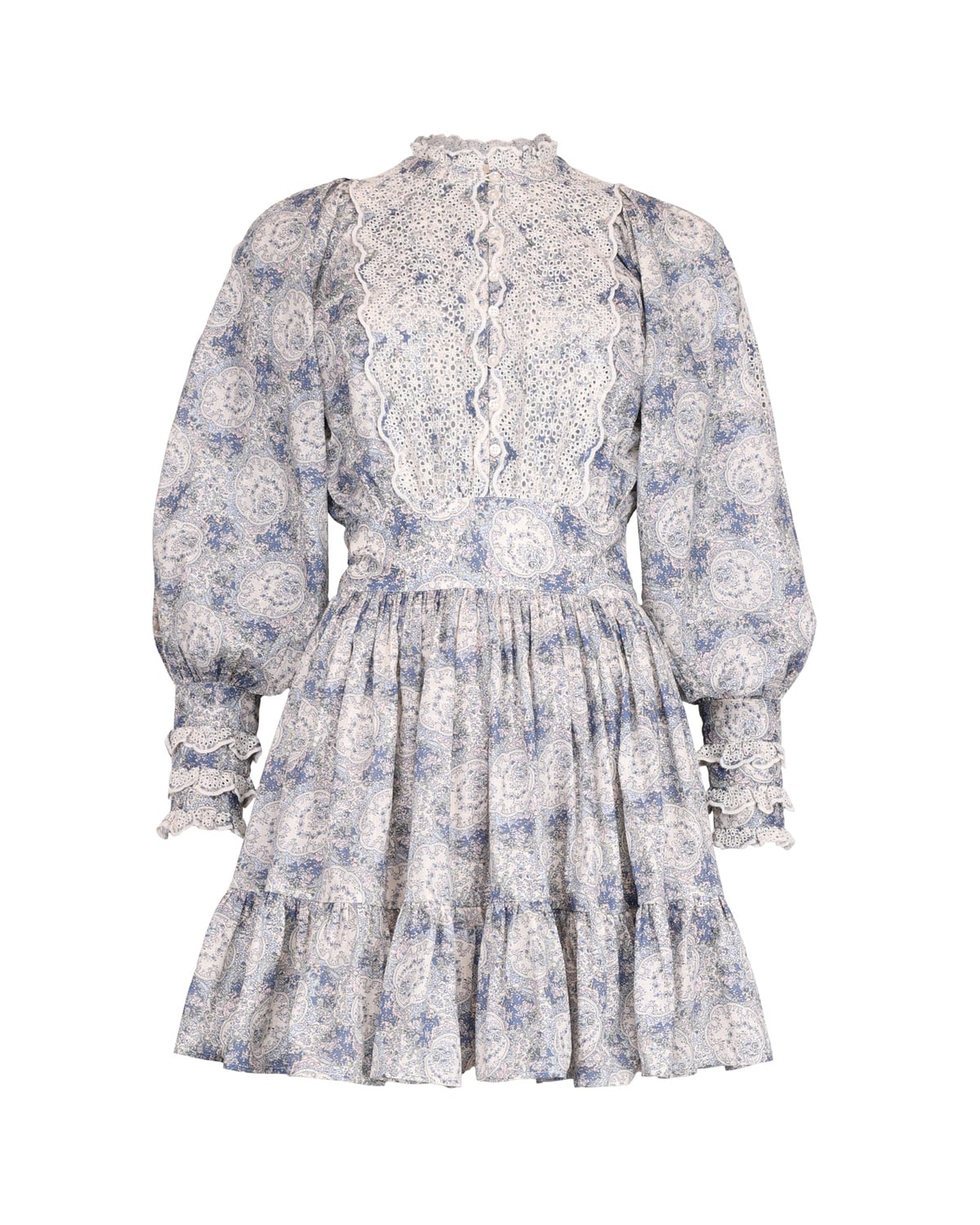 Cotton Slub Mini Dress, Blue Paisley. Image #1