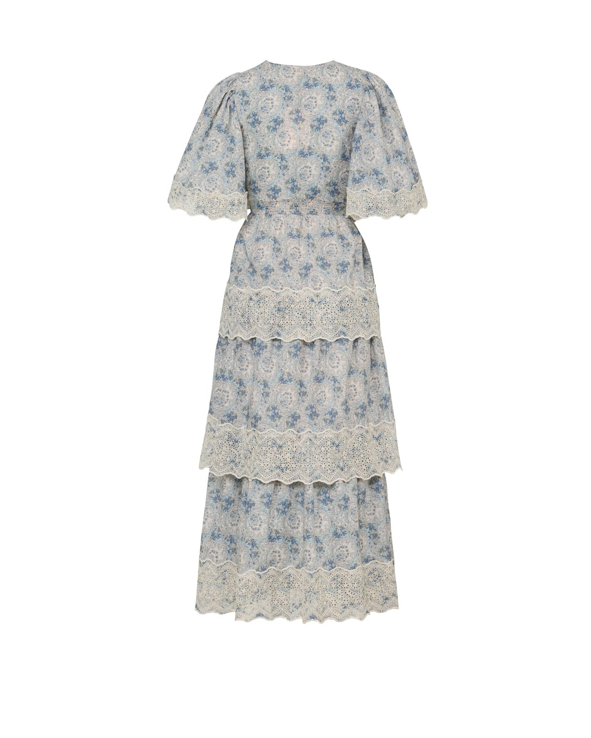 Cotton Slub Flounce Dress, Blue Paisley. Image #2