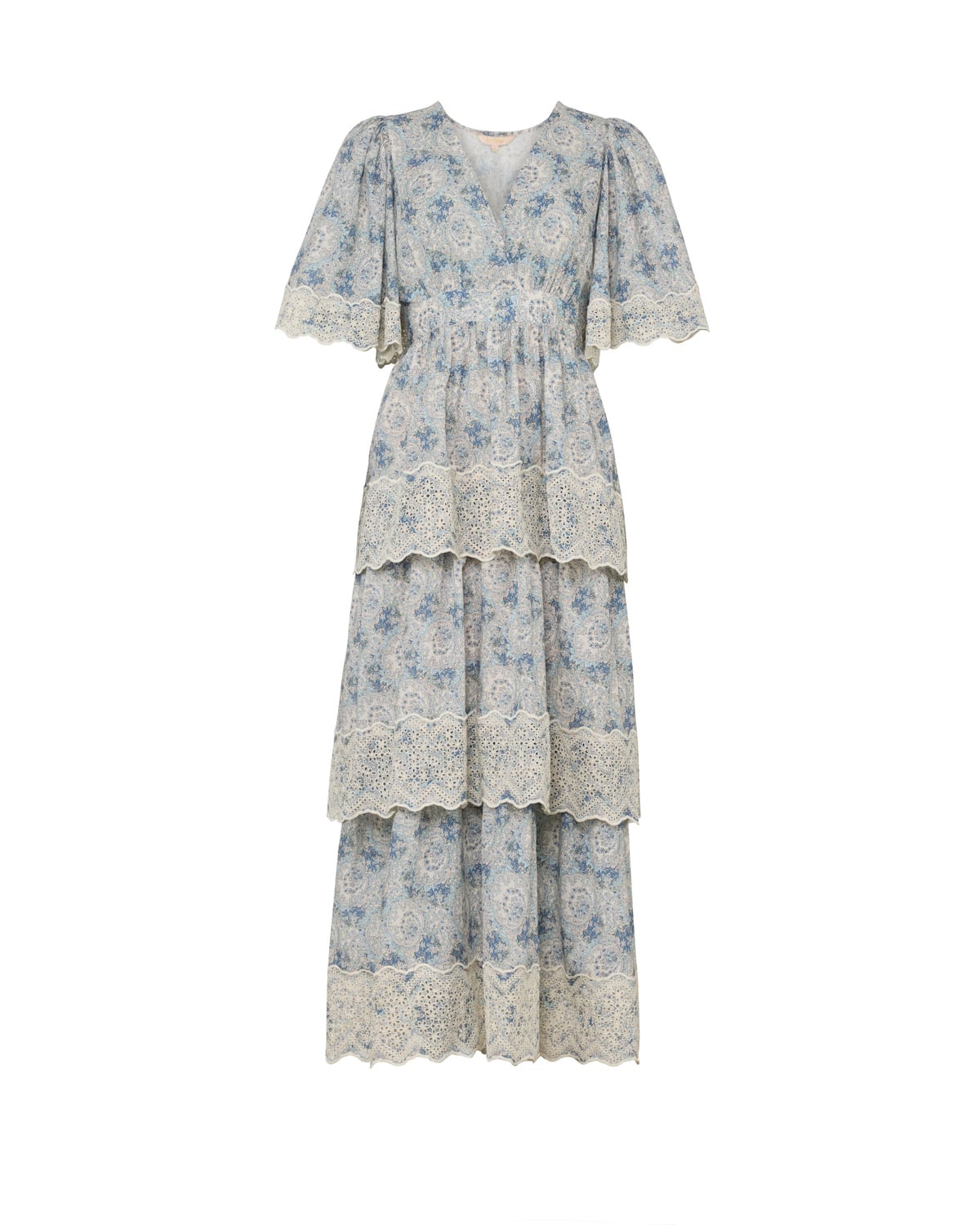 Cotton Slub Flounce Dress, Blue Paisley. Image #1