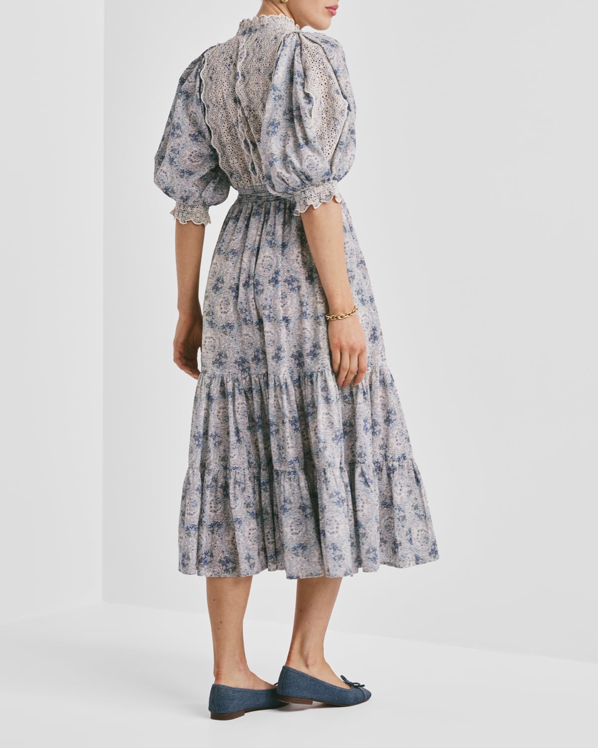 Cotton Slub Midi Dress, Blue Paisley. Image #4