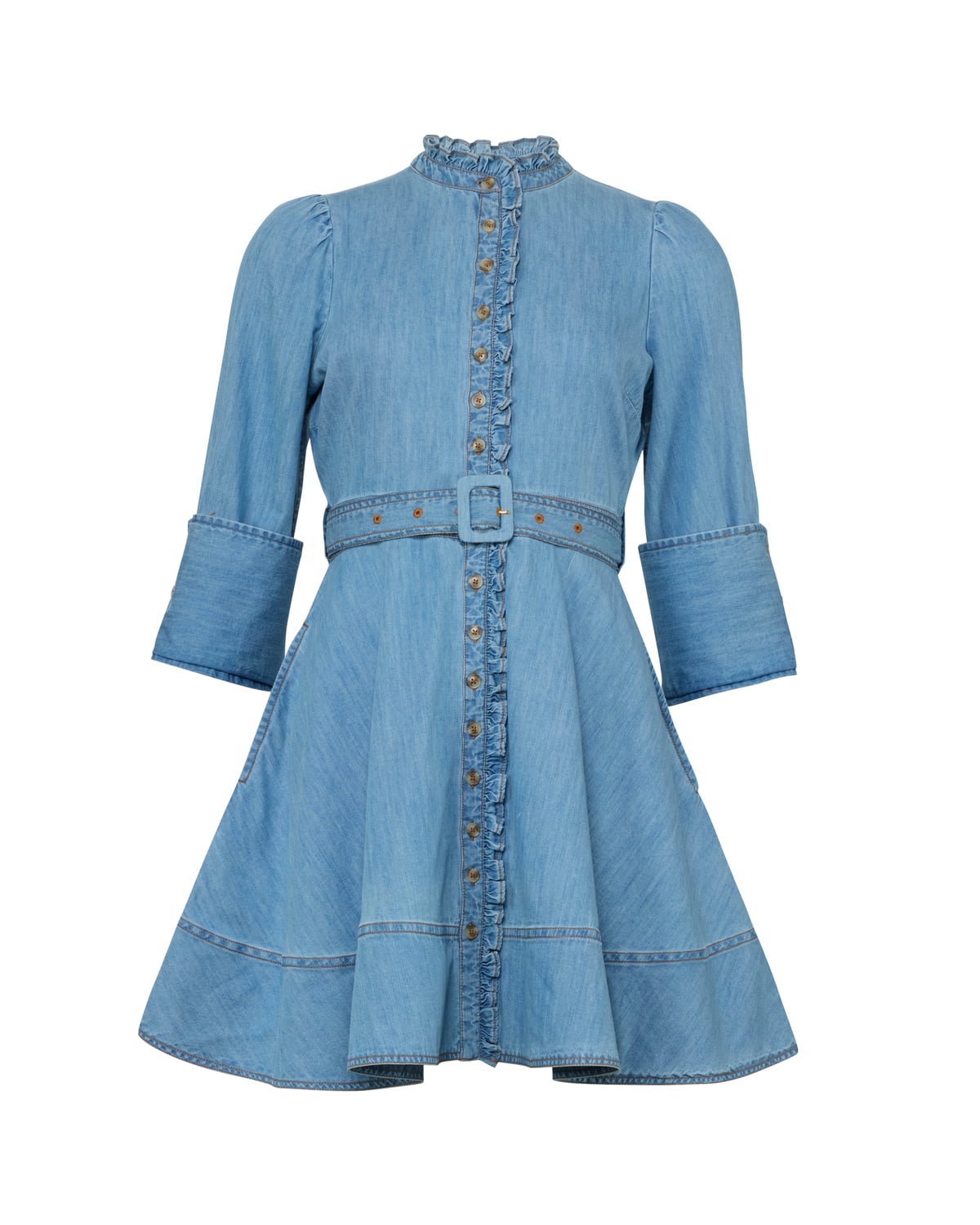 Denim Mini Dress, Light Blue. Image #1