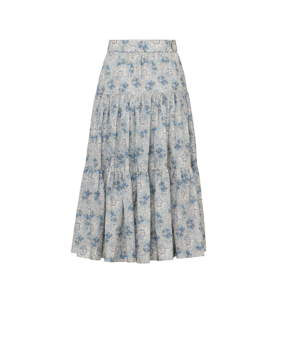 Cotton Slub Midi Skirt, Blue Paisley. Image #3