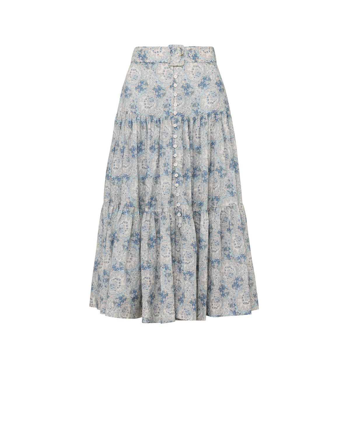 Cotton Slub Midi Skirt, Blue Paisley. Image #2