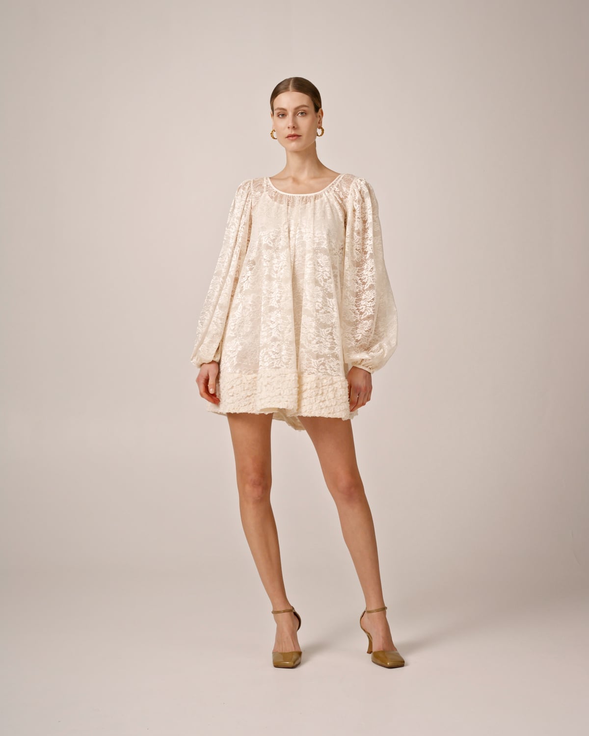 Lace Mini Dress, Vintage White. Image #3