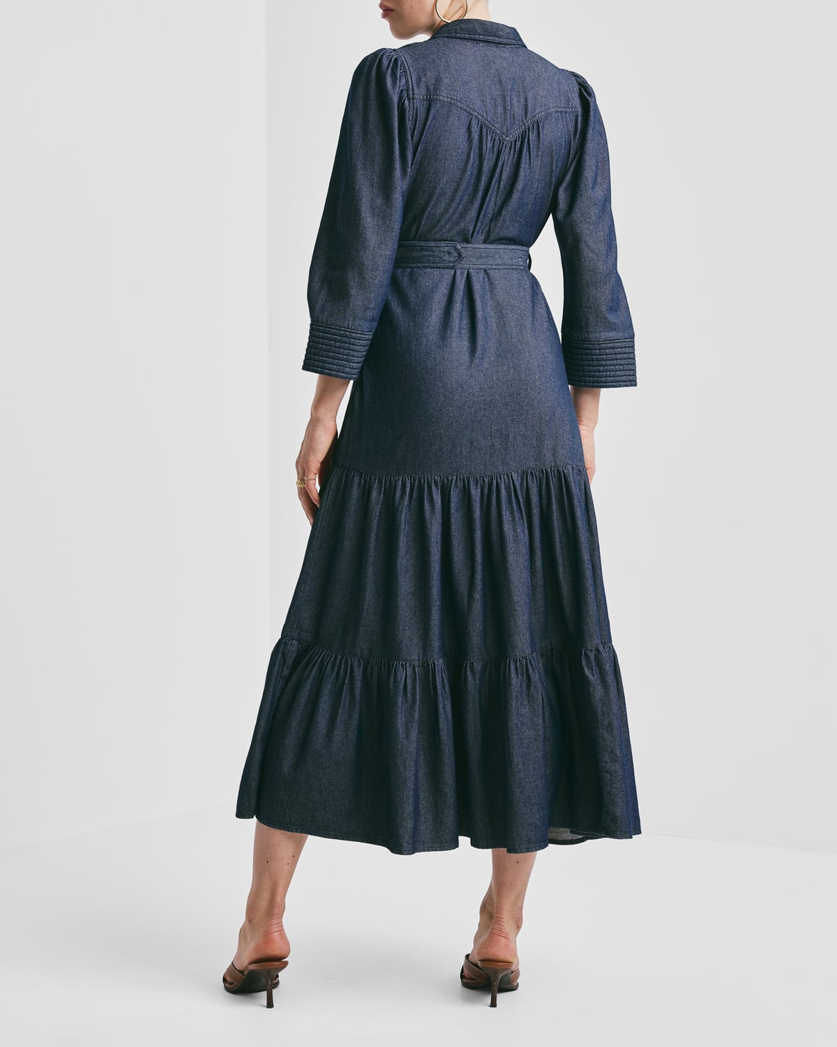 Denim Shirt Dress, Dark Blue. Image #4