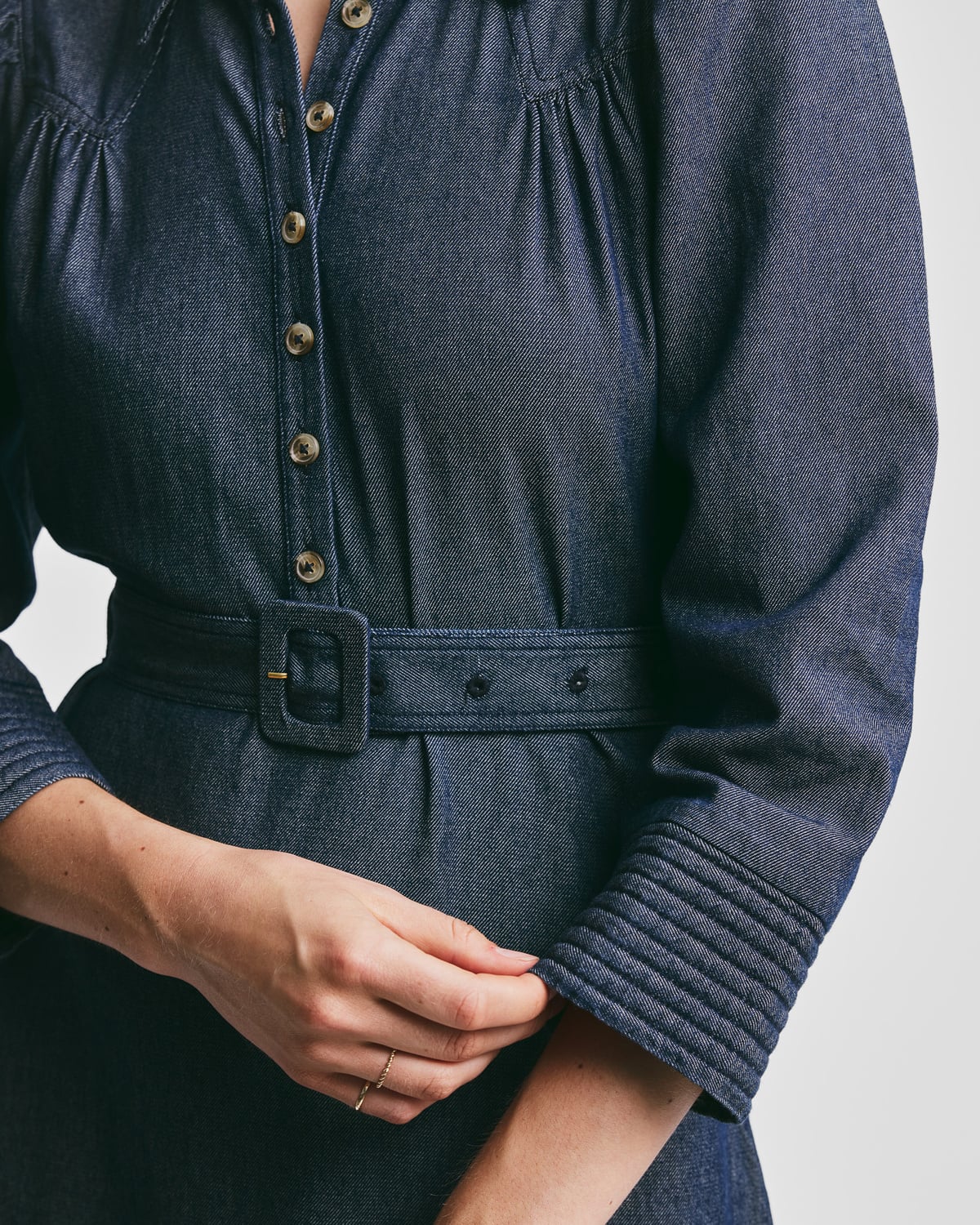 Denim Shirt Dress, Dark Blue. Image #3