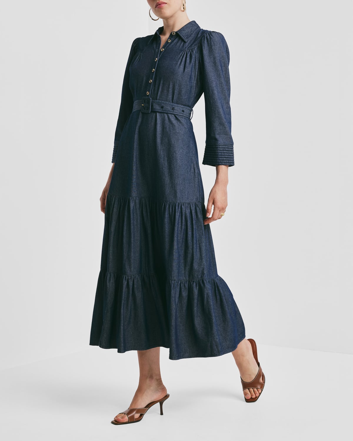 Denim Shirt Dress, Dark Blue. Image #2