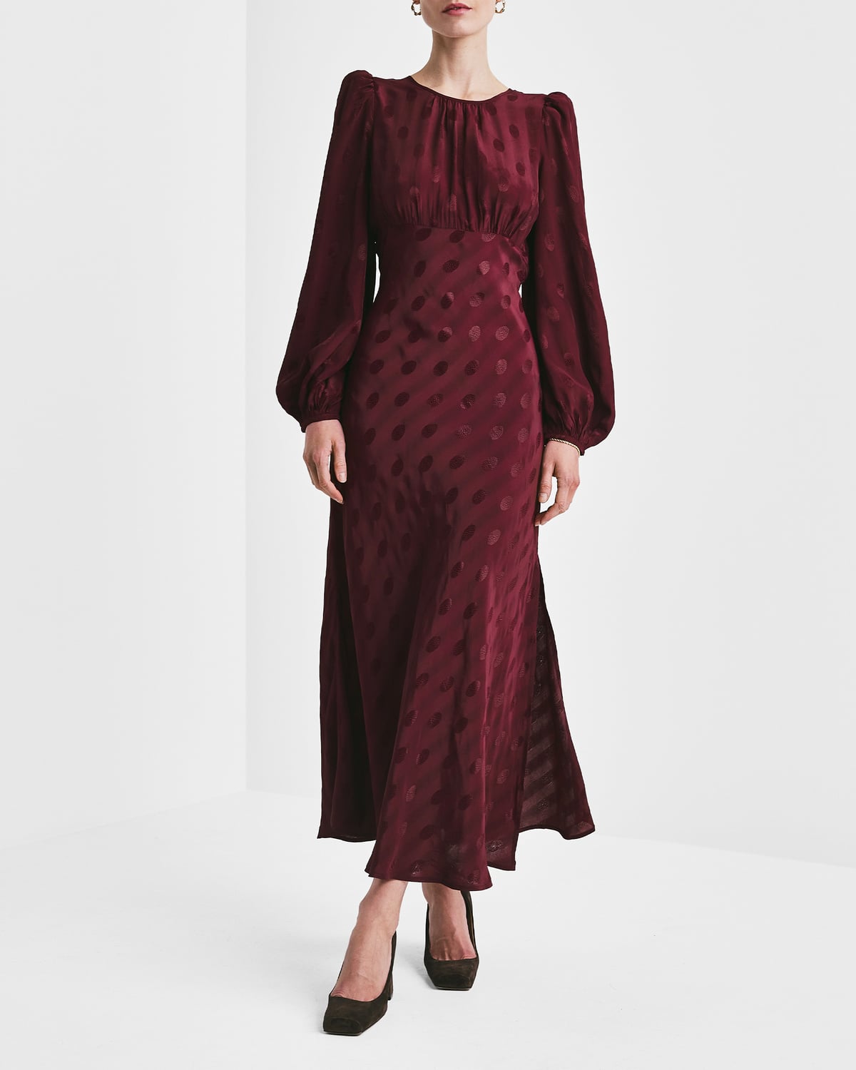 Viscose Midi Dress, Burgundy. Image #1