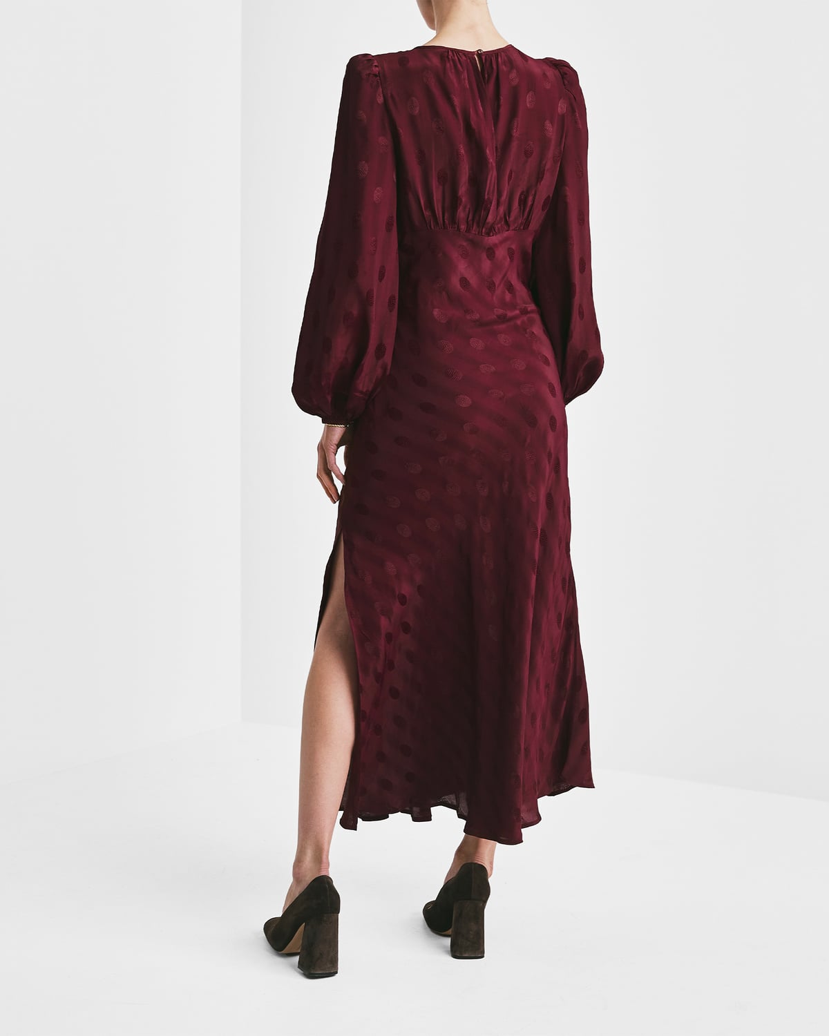 Viscose Midi Dress, Burgundy. Image #6