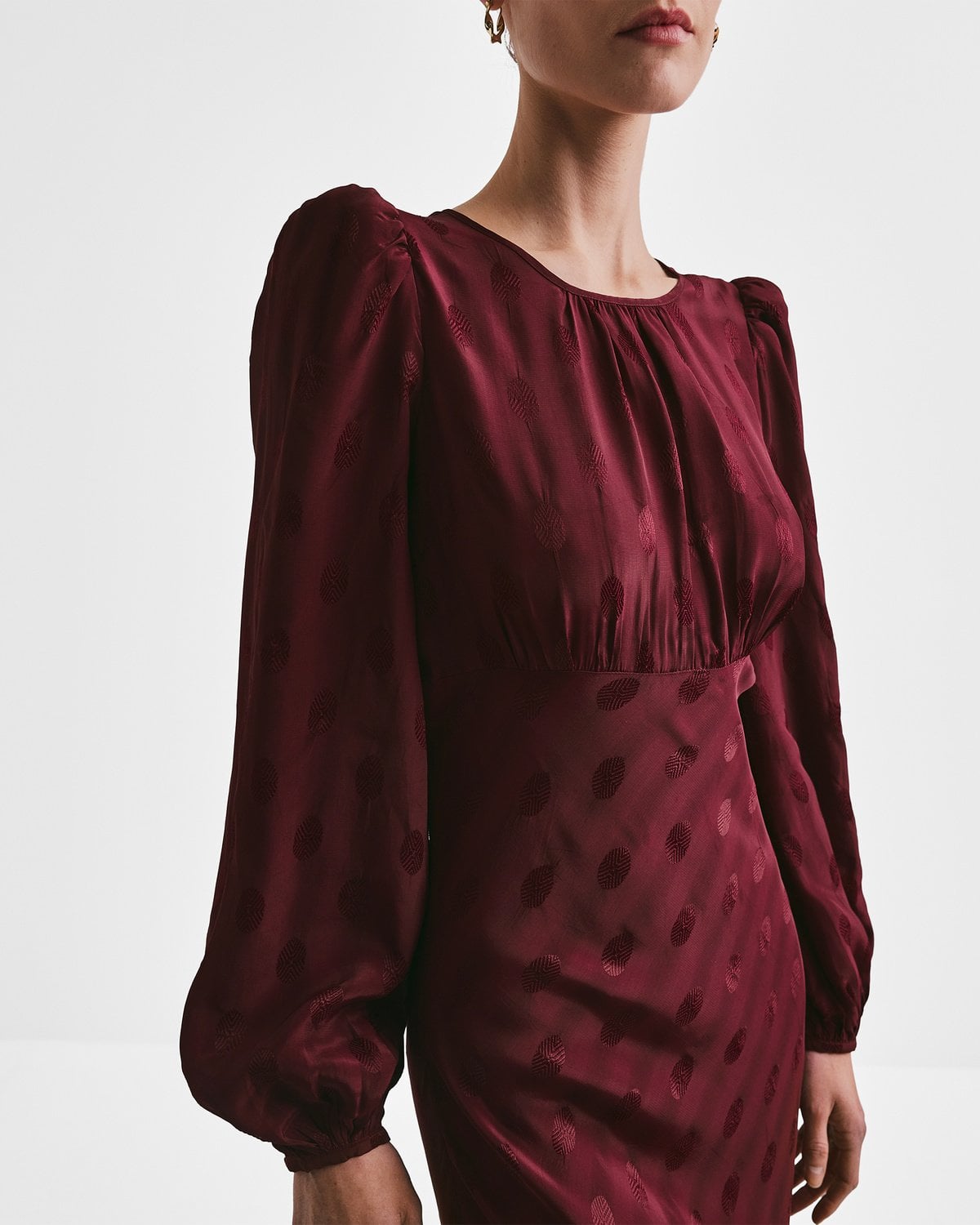 Viscose Midi Dress, Burgundy. Image #5