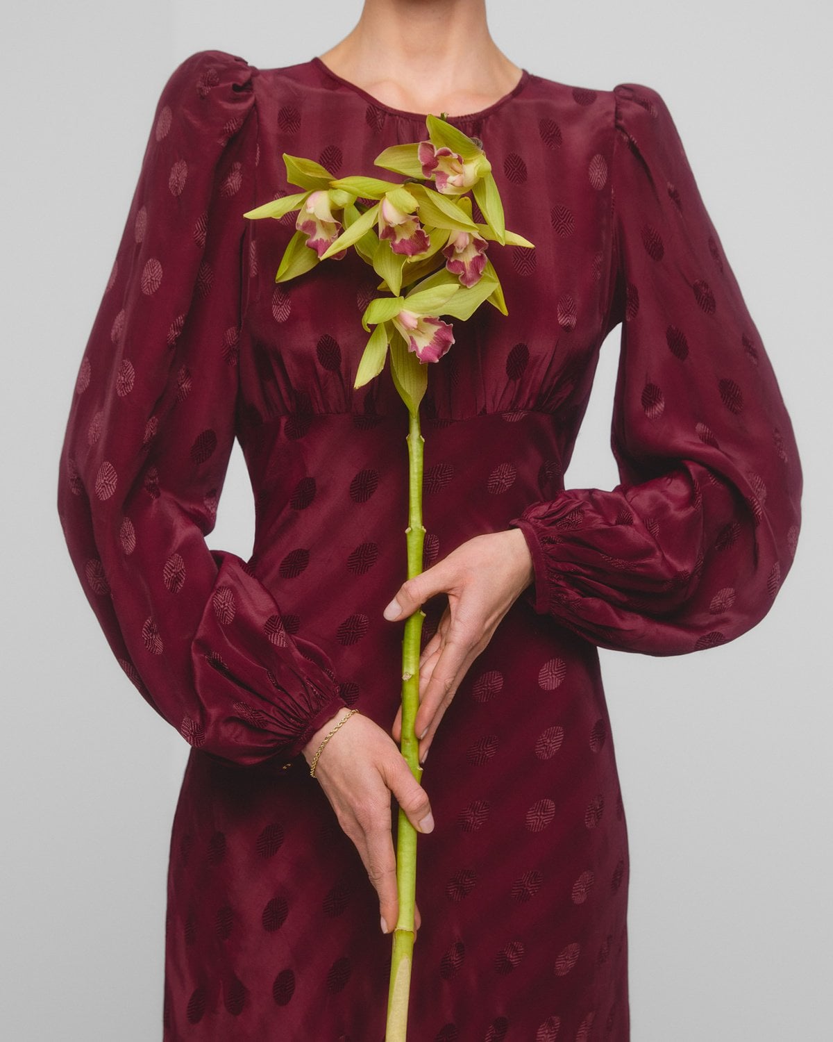 Viscose Midi Dress, Burgundy. Image #2