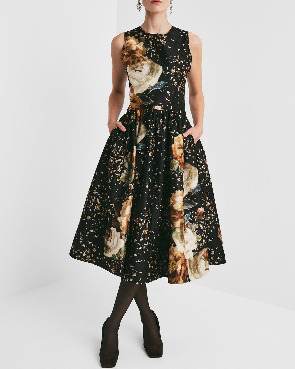 Taffeta Midi Dress, Dark Rose. Image #1