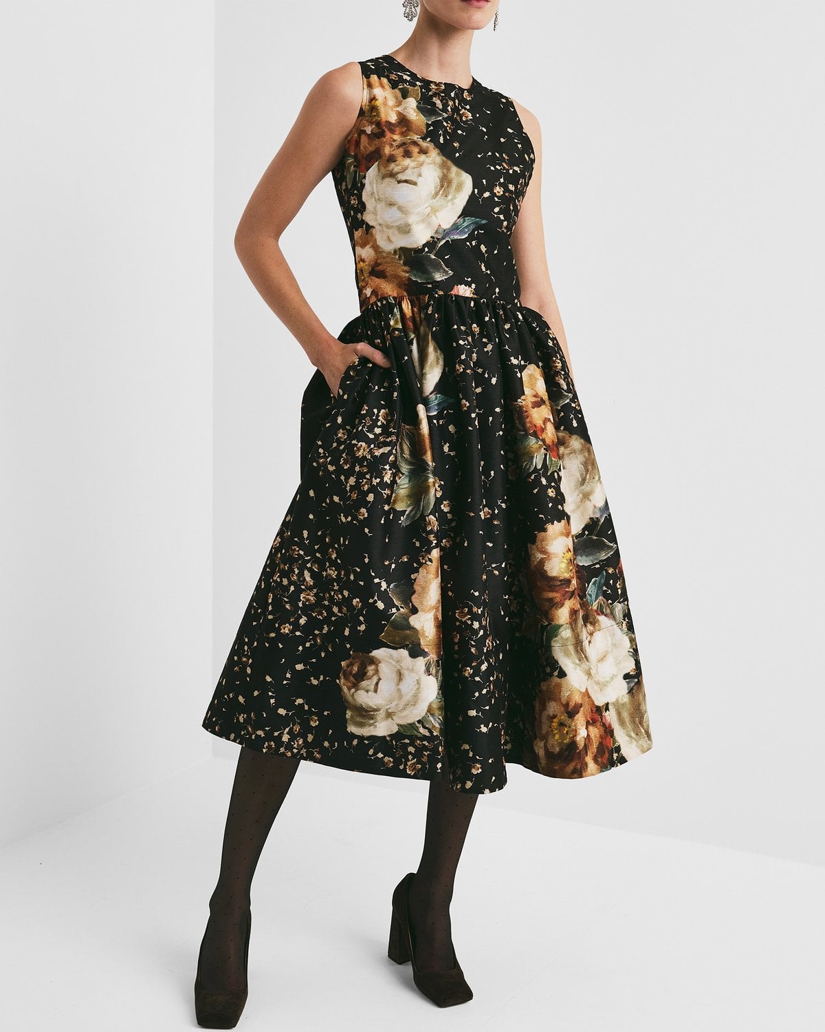 Taffeta Midi Dress, Dark Rose. Image #2