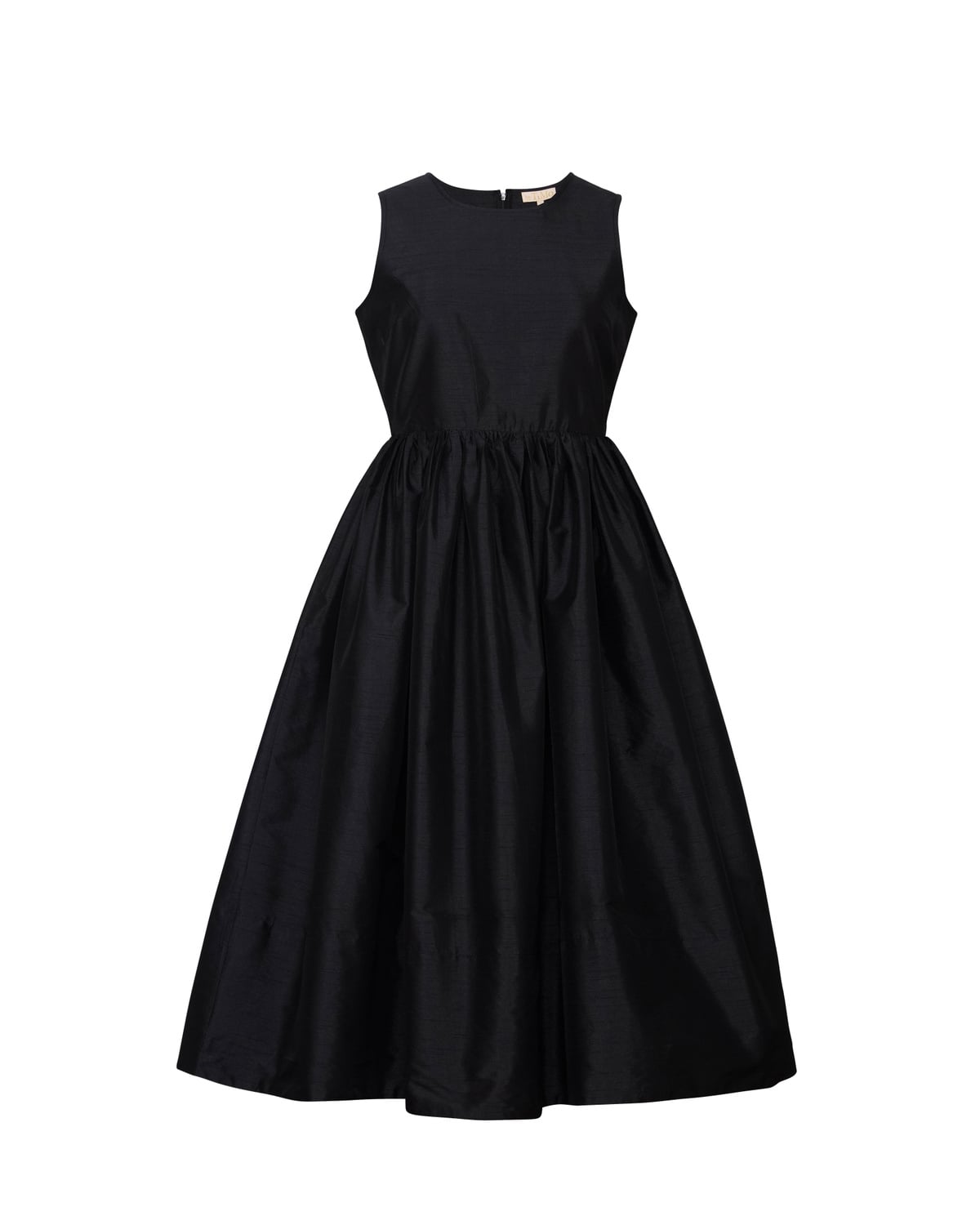Taffeta Midi Dress, Black. Image #1