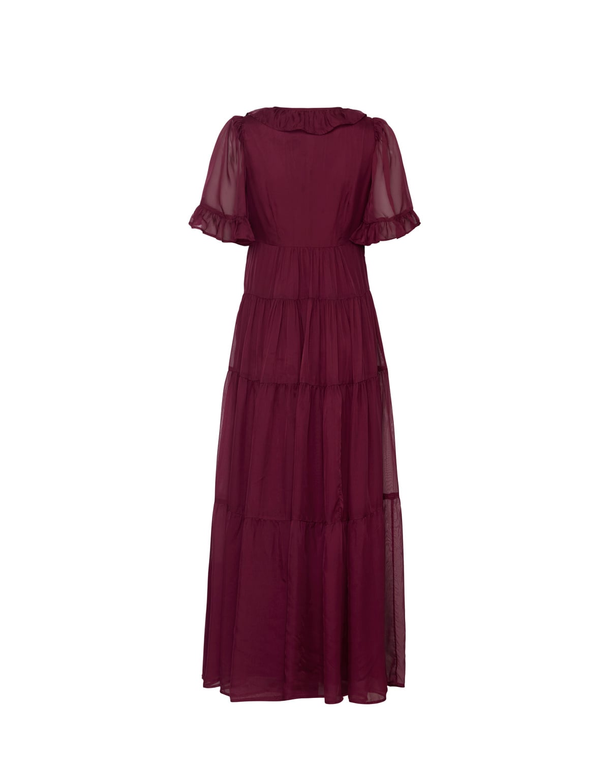 Organza Ruffle Dress, Burgundy. Image #2