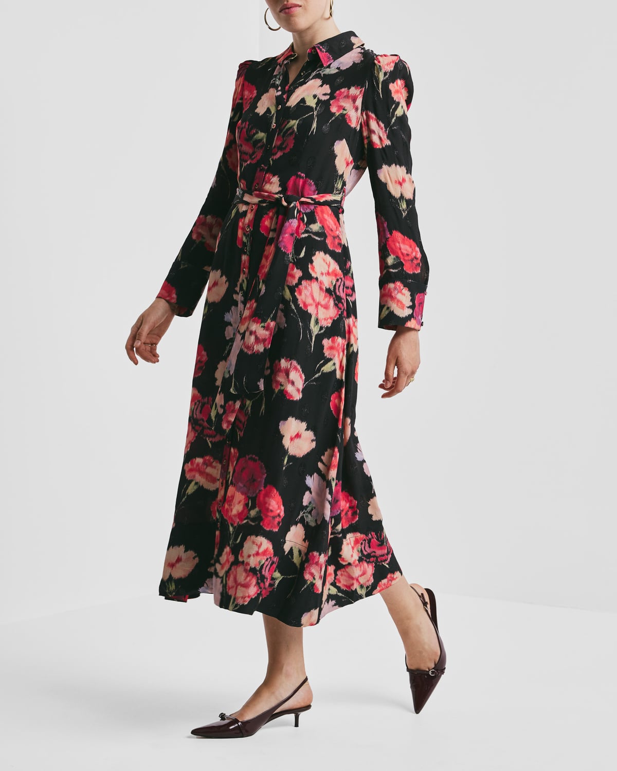 Viscose Shirt Dress, Poppies. Image #2