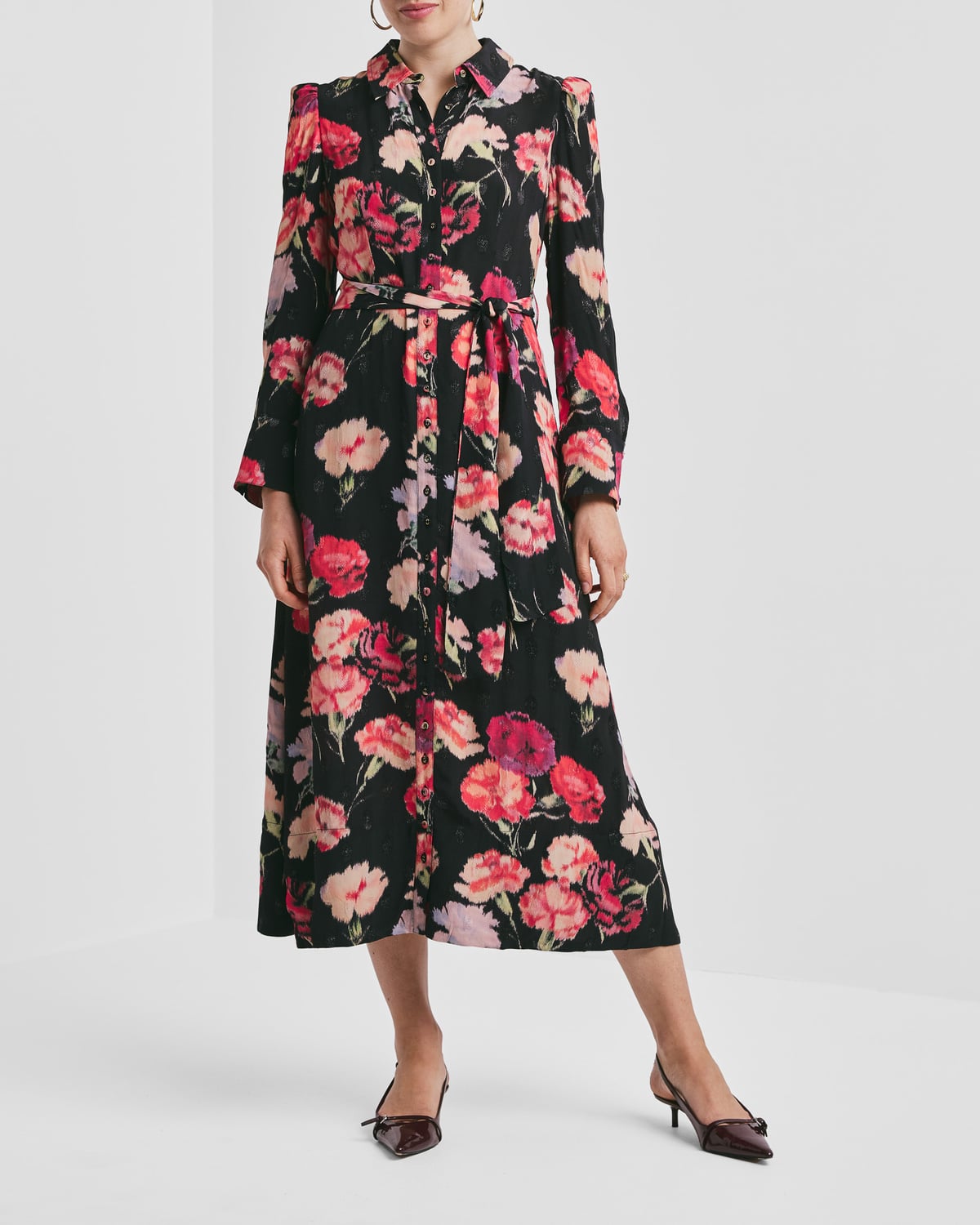 Viscose Shirt Dress, Poppies. Image #1
