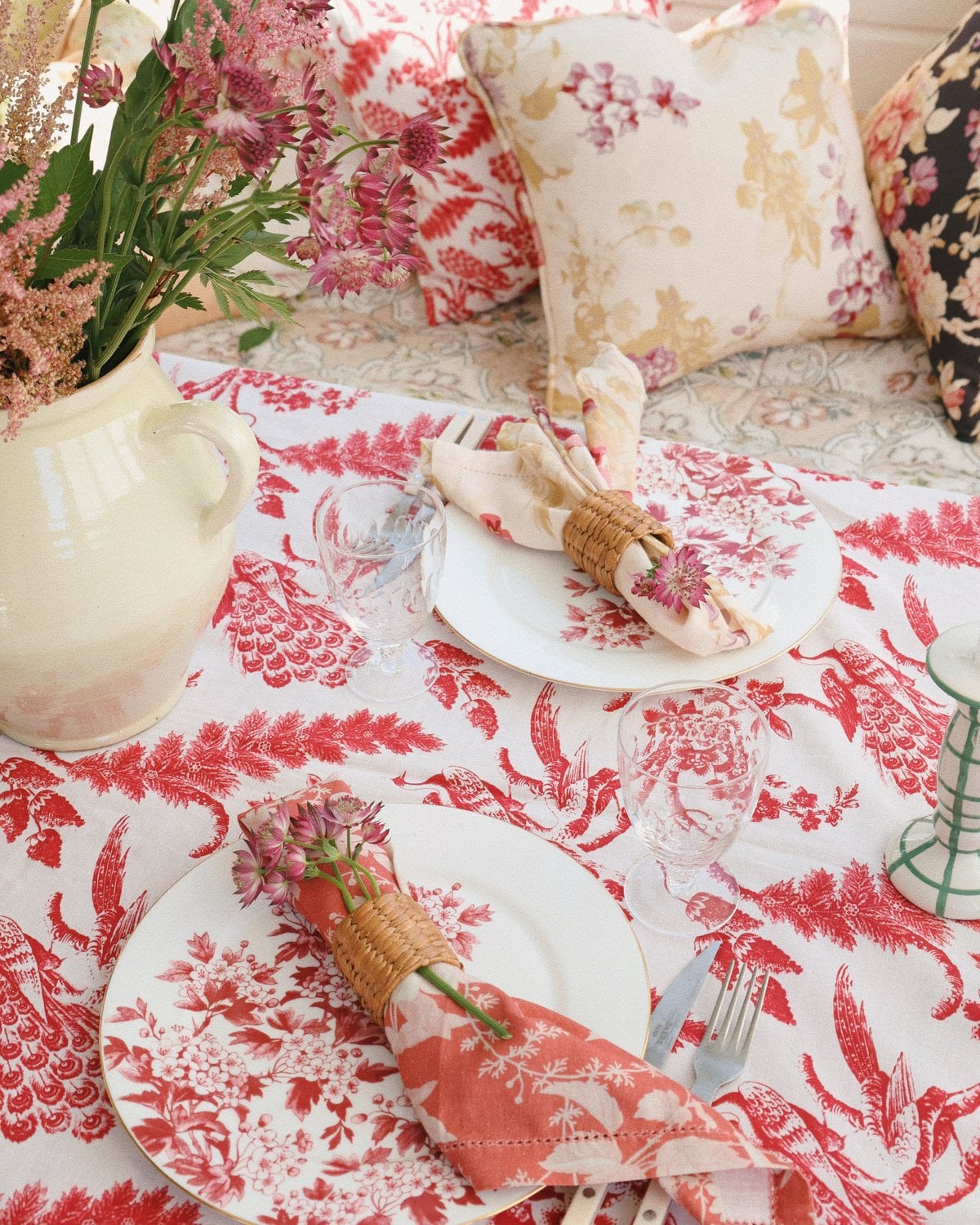 Linen Table Cloth 130x300, Birds. Image #3
