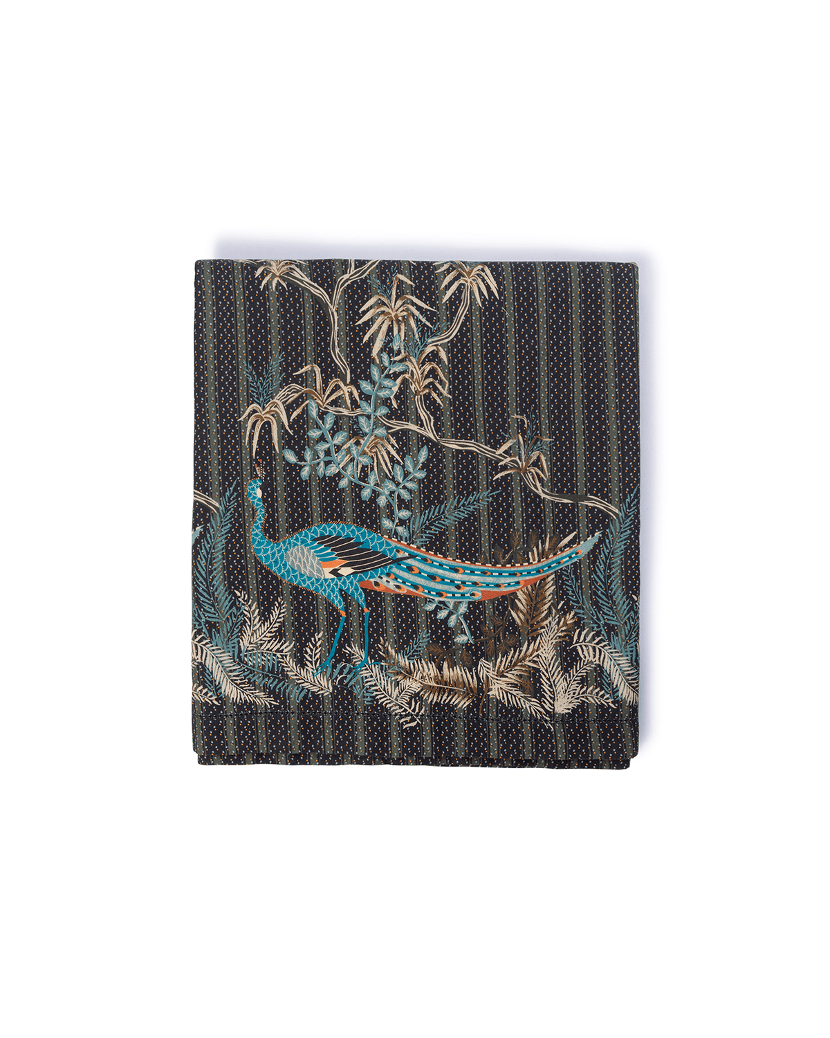 Linen Table Cloth 130x300, Green Peacock. Image #1