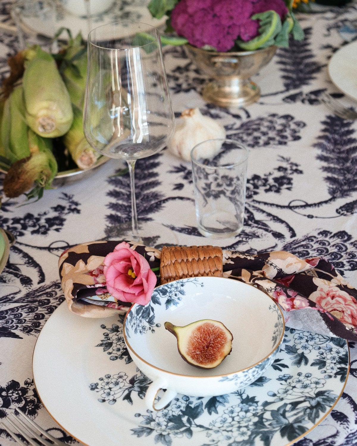 Linen Table Cloth 130x300, Blue Birds. Image #2