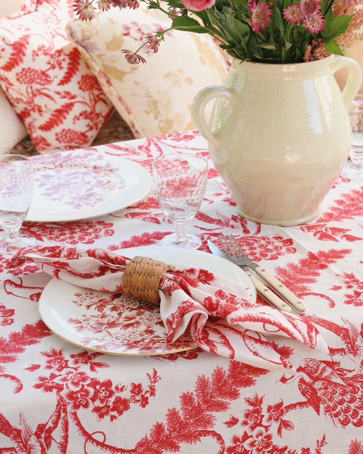 Linen Table Cloth 130x300, Birds. Image #2