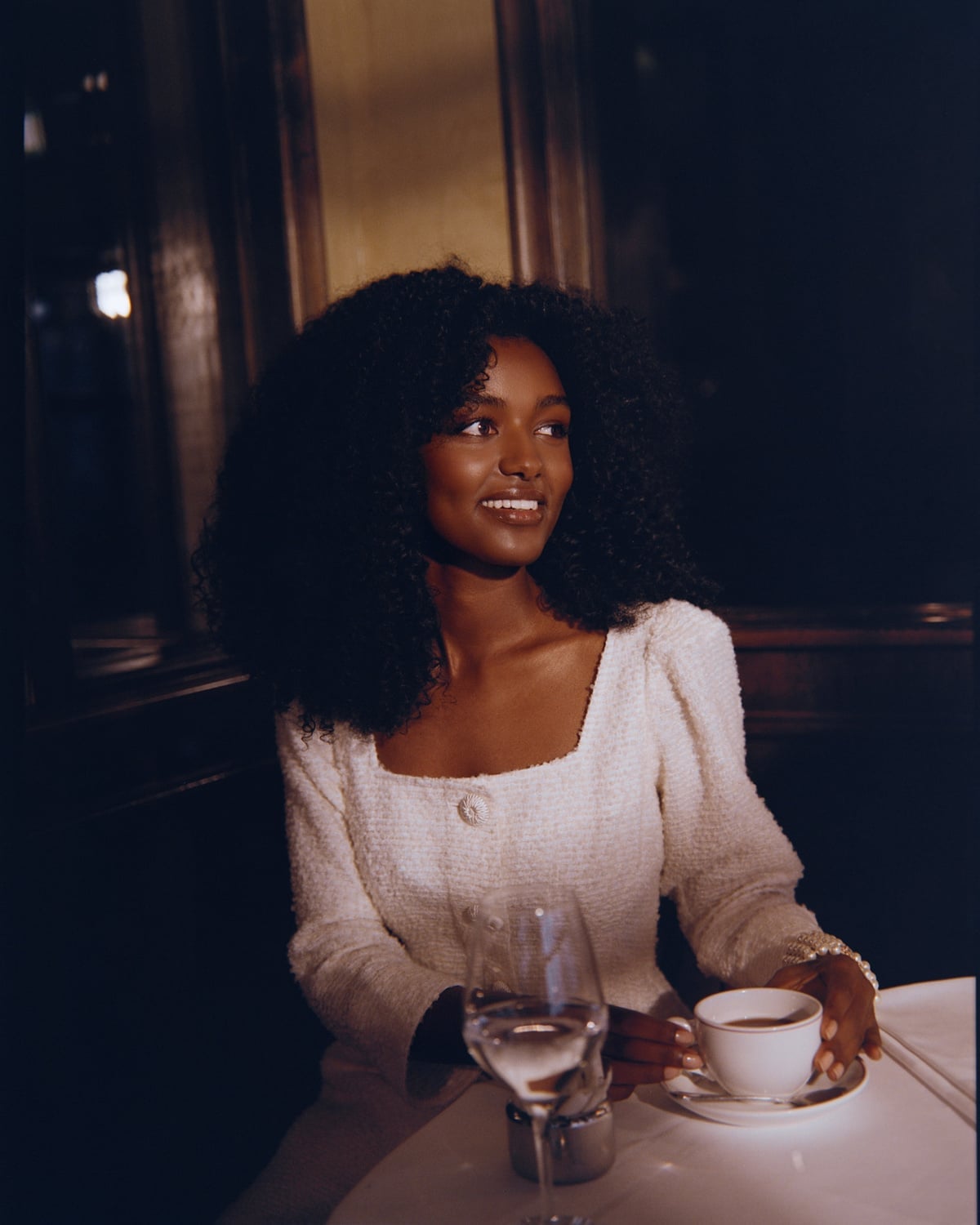 Bouclé Mini Dress, Off White. Image #3