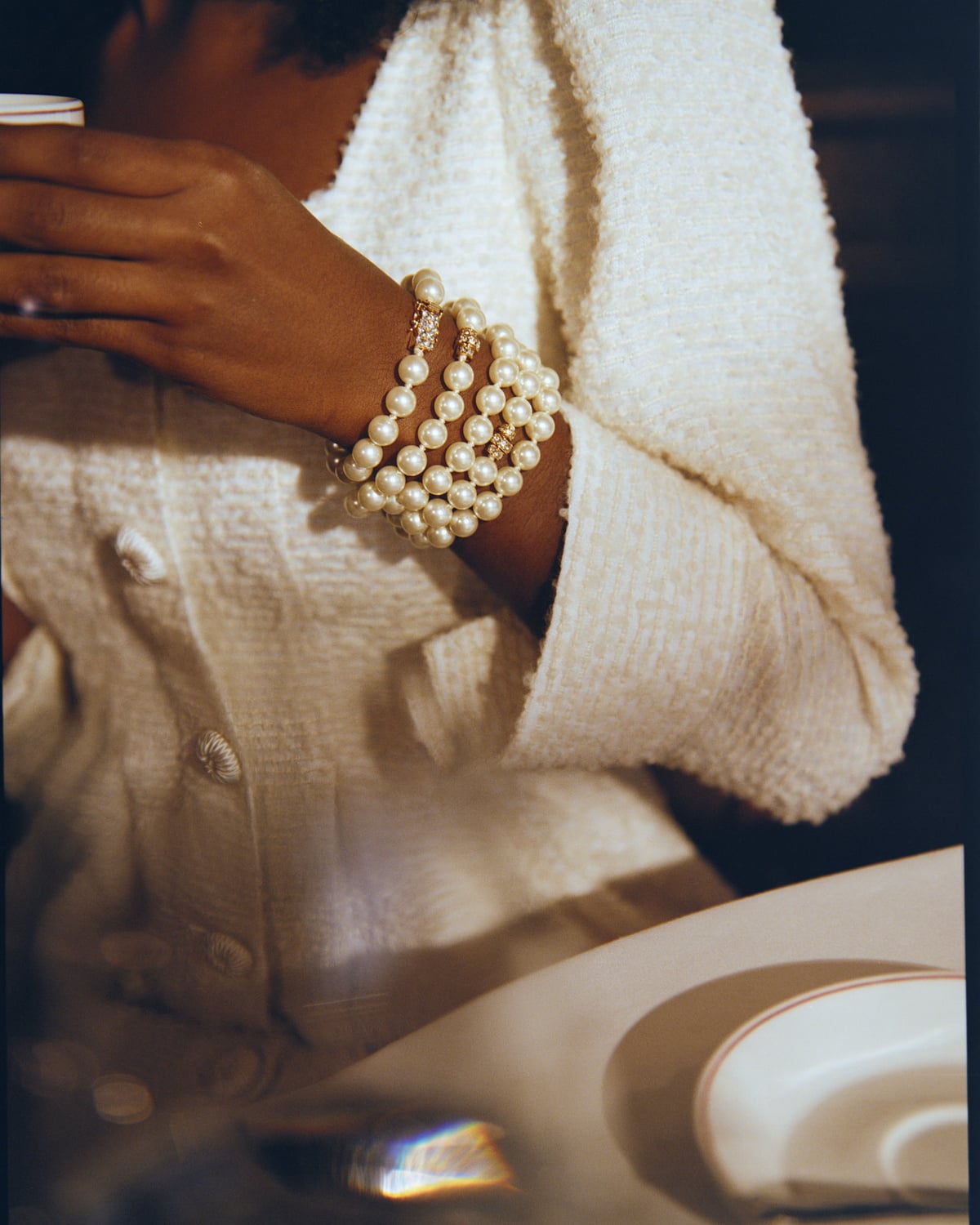 Bouclé Mini Dress, Off White. Image #4