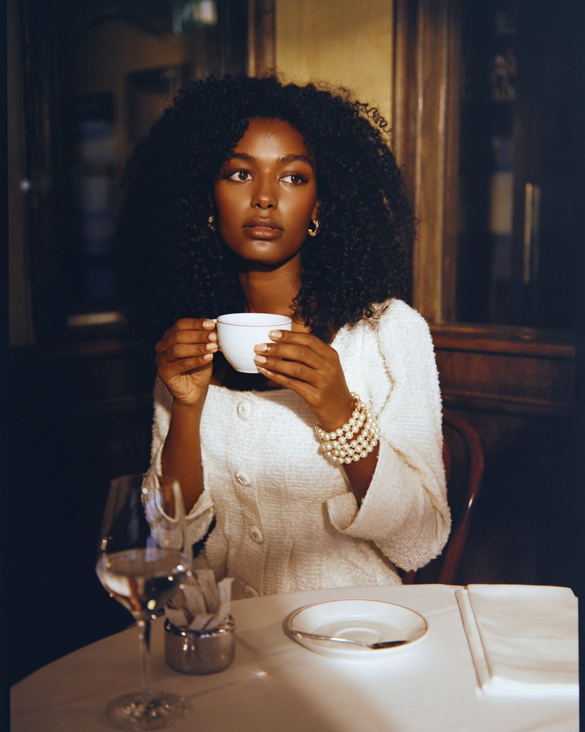 Bouclé Mini Dress, Off White. Image #2