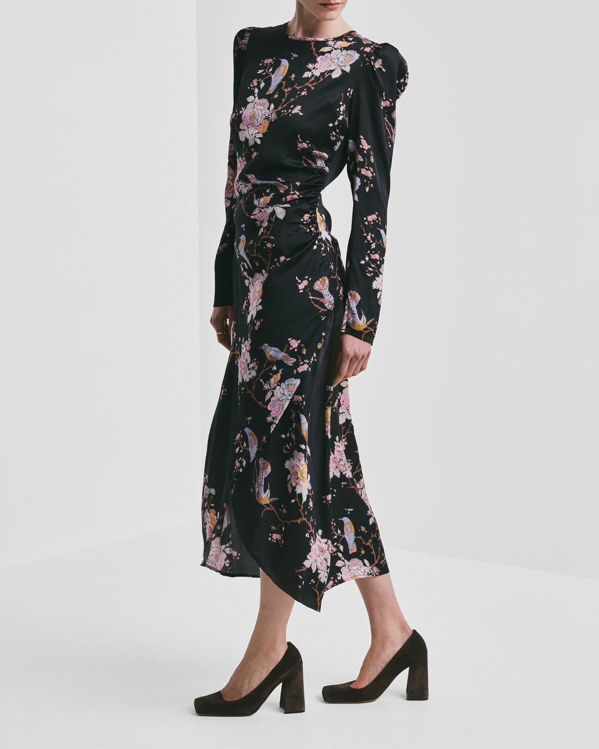 Satin Midi Dress, Midnight Birds. Image #2