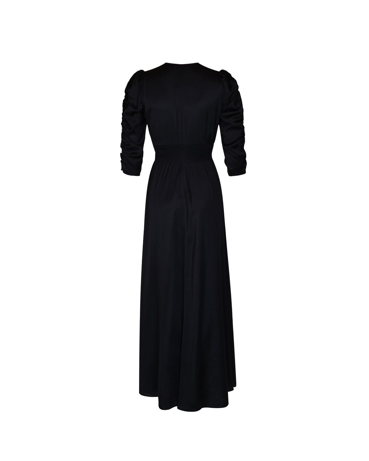 Satin Button-Down Dress, Black. Image #2