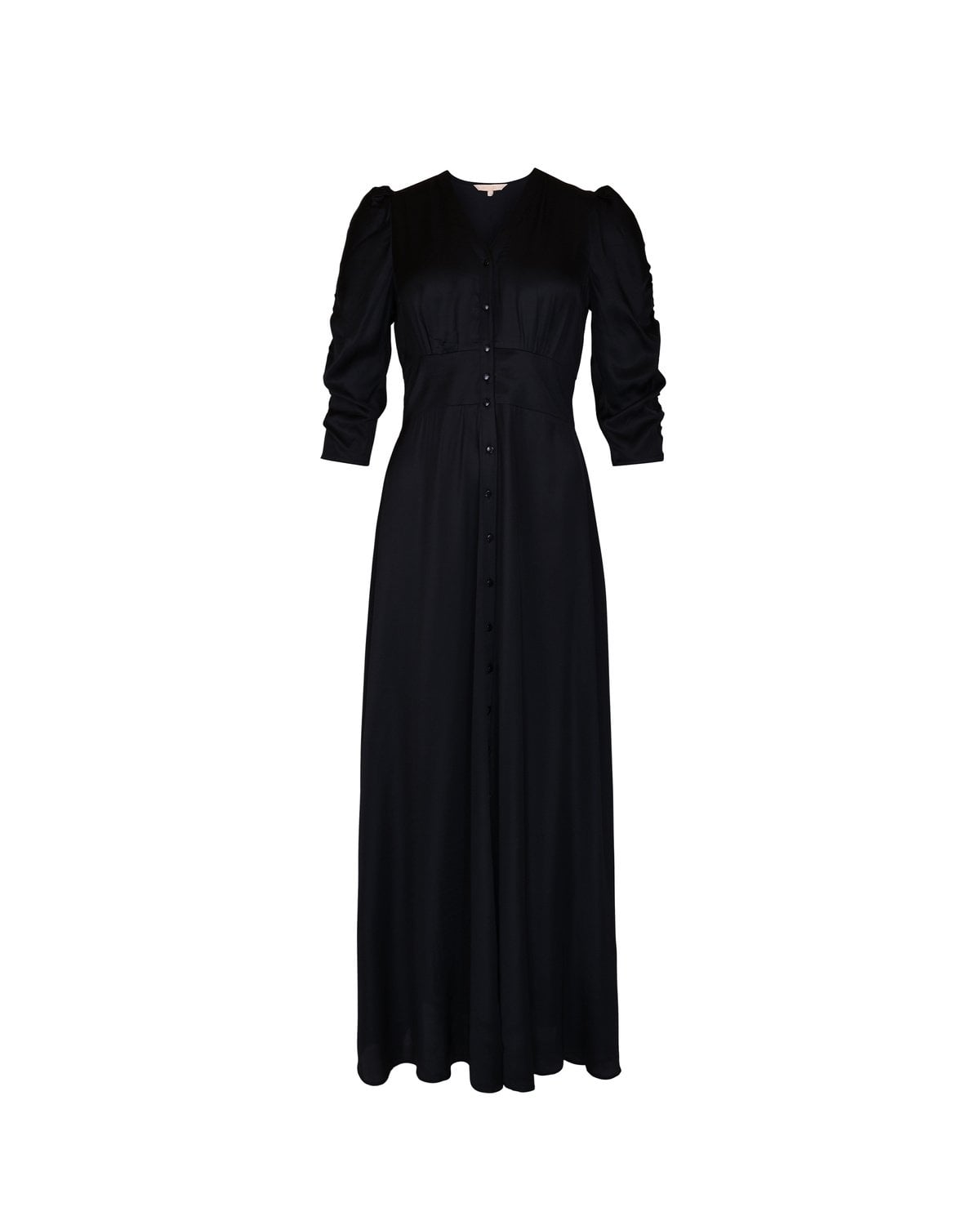 Satin Button-Down Dress, Black. Image #1